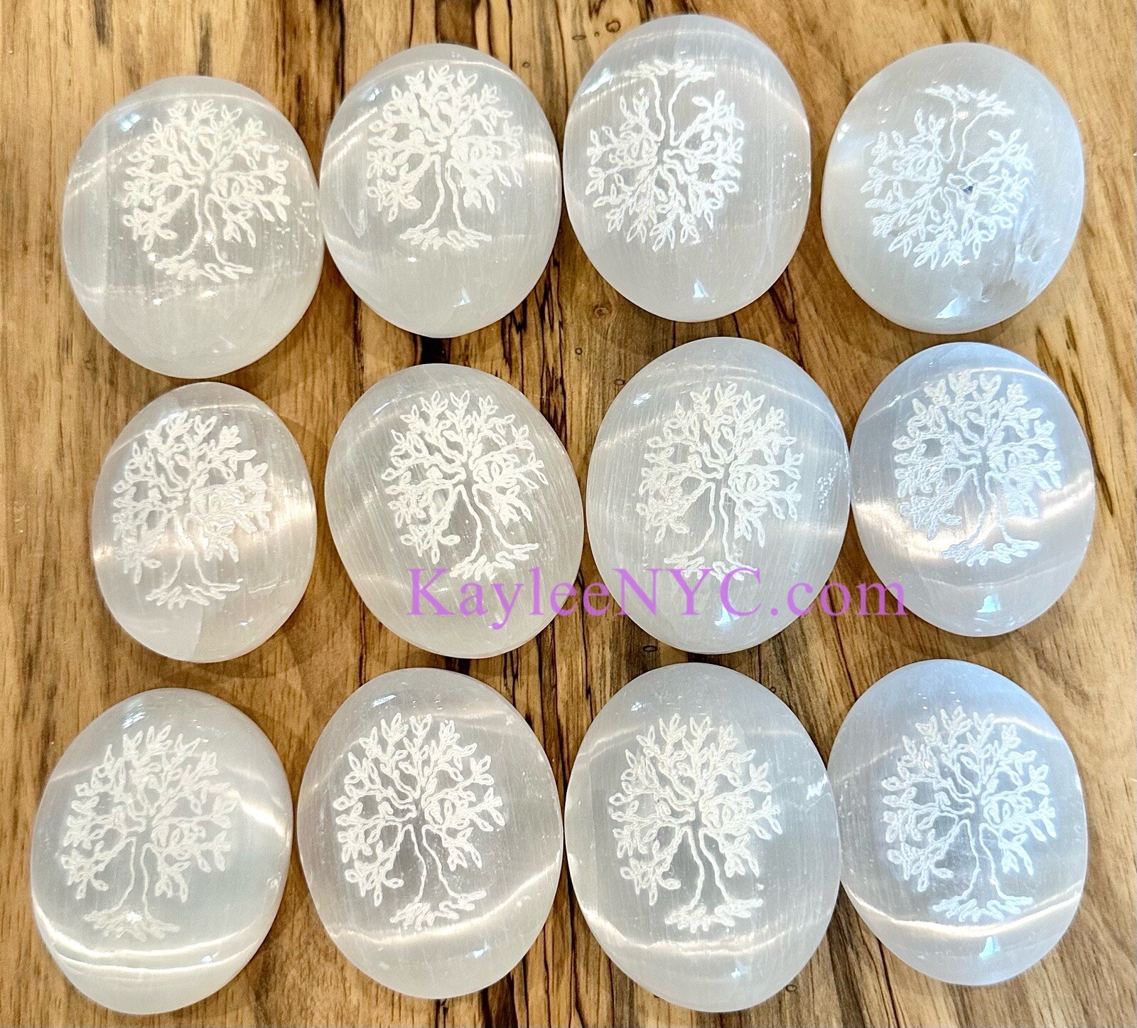 Wholesale Lot 12 PCs Natural Selenite Aka Satin Spar Tree Of Life Palm Stone