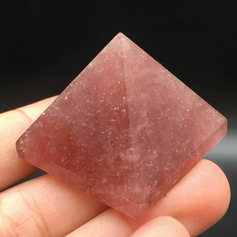 Natural Strawberry Quartz Gemstone Pyramid Healing Crystal Orgonite Energy Tower