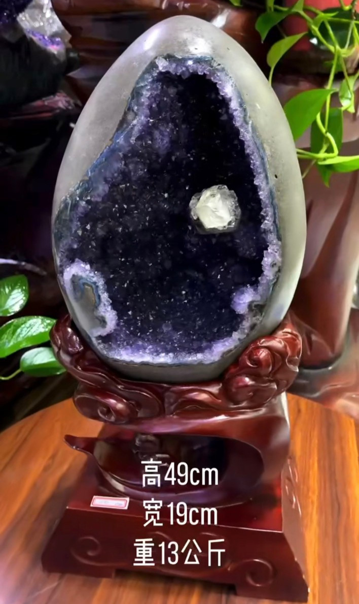 28.6LB TOP Uruguay Natural Amethyst geode Dinosaur egg + stand