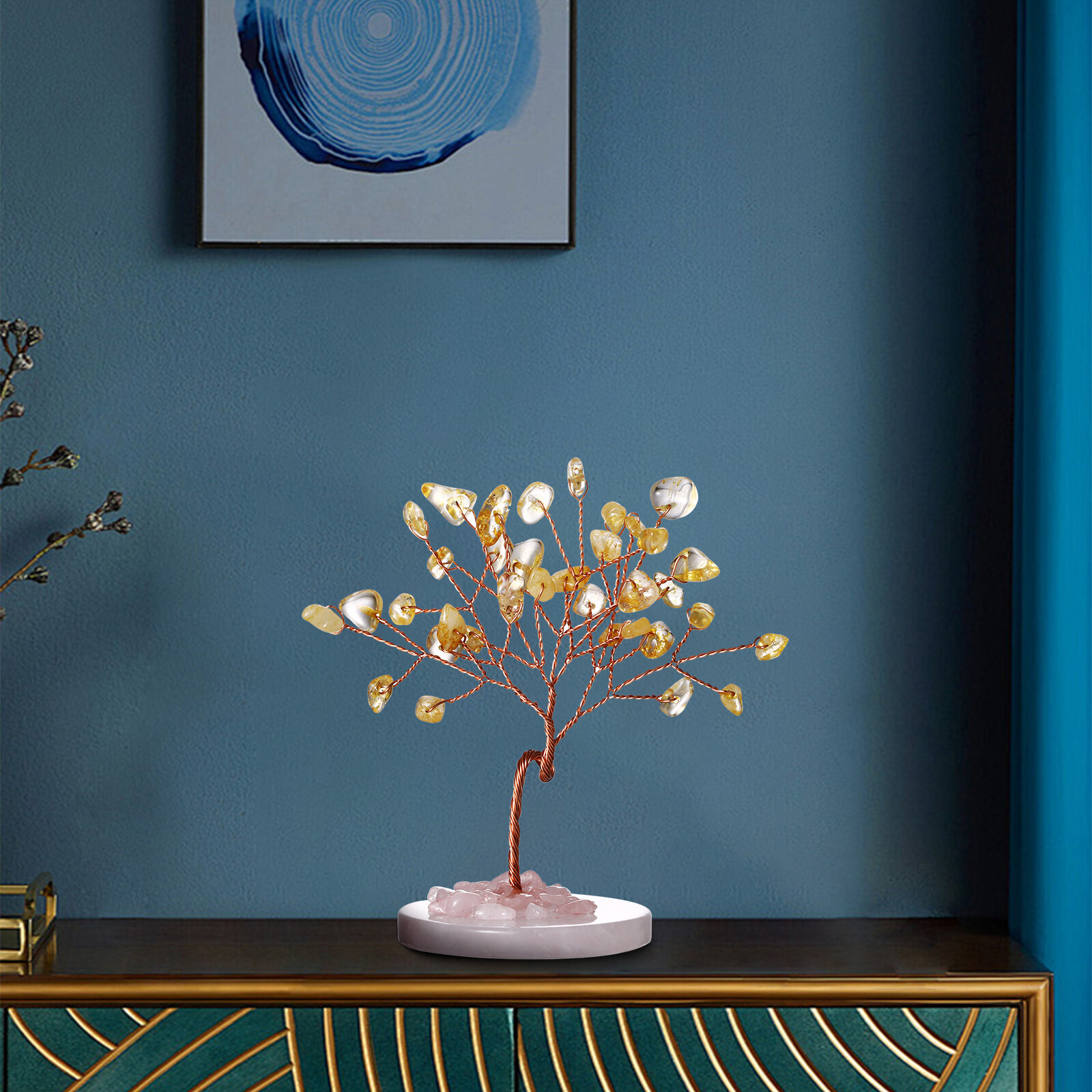 Spiritual Meditation Crystal Healing Energy Tree Bonsai Tree Home Office Decor