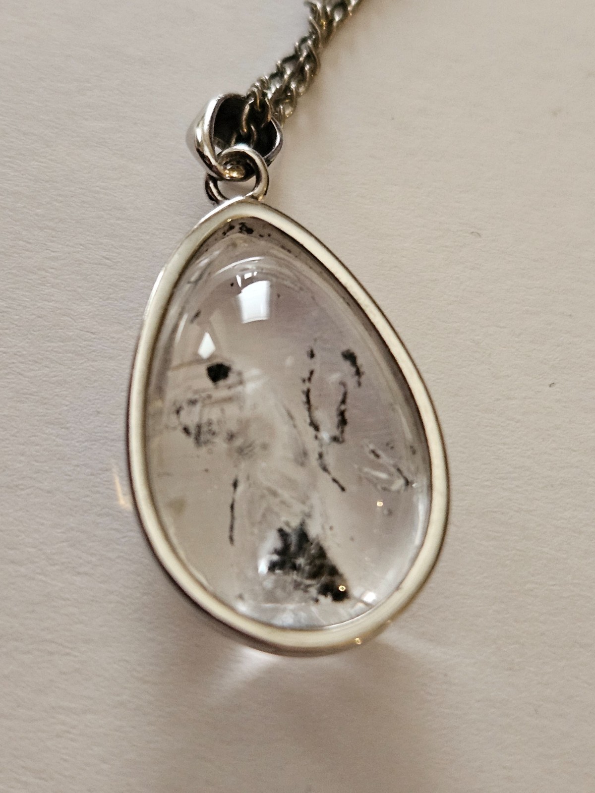 Natural Black Moving Bubble Enhydro Quartz Crystal Pendant