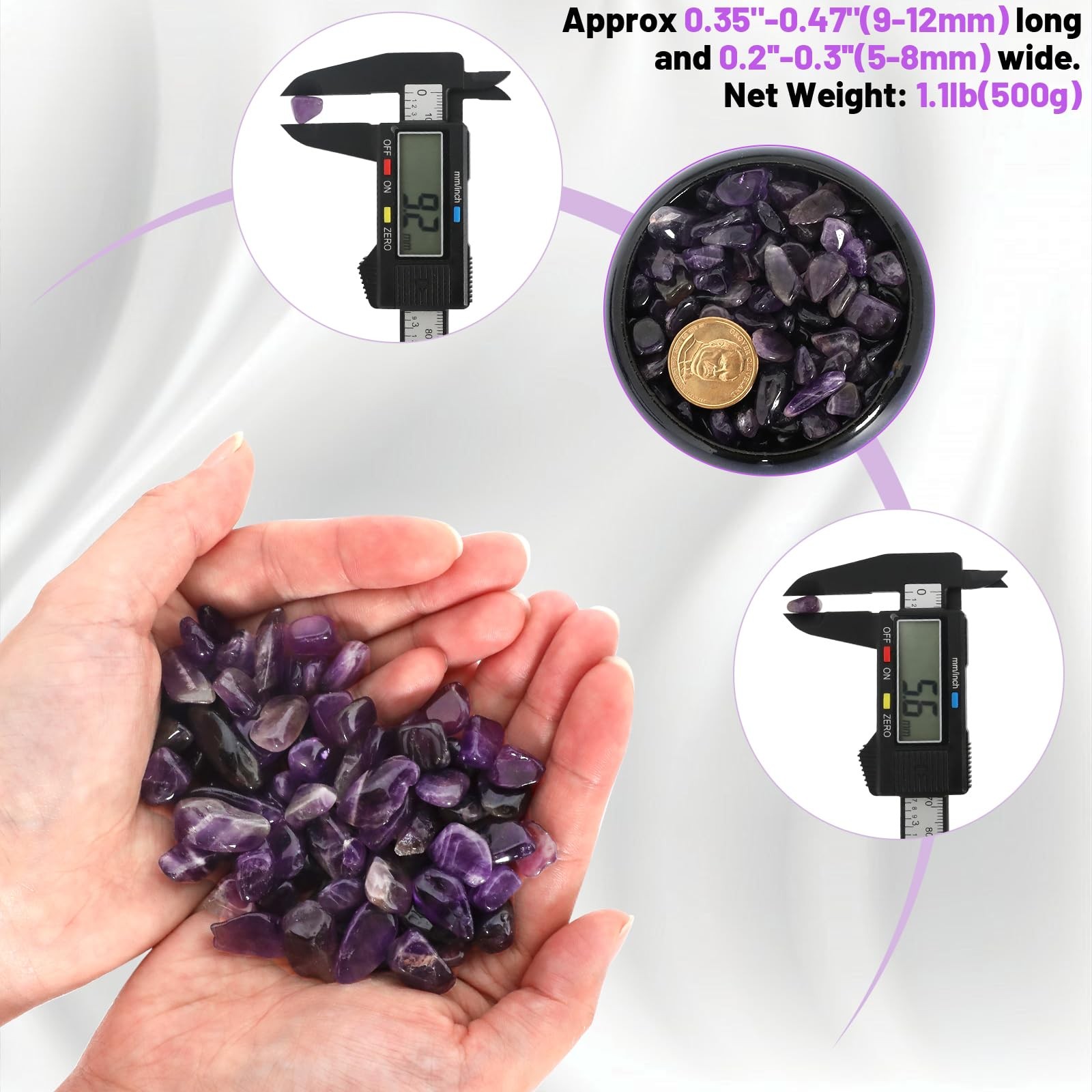 1.1lb Natural Crushed Amethyst Crystal Chips Bulk Tumbled Healing crystals