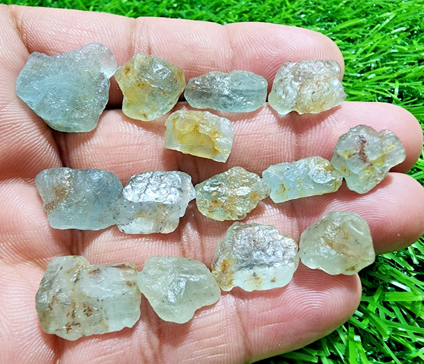 14 Pcs Awesome Blue Aquamarine Gemstone Rough Lot 13-18mm Aquamarine Raw Stones