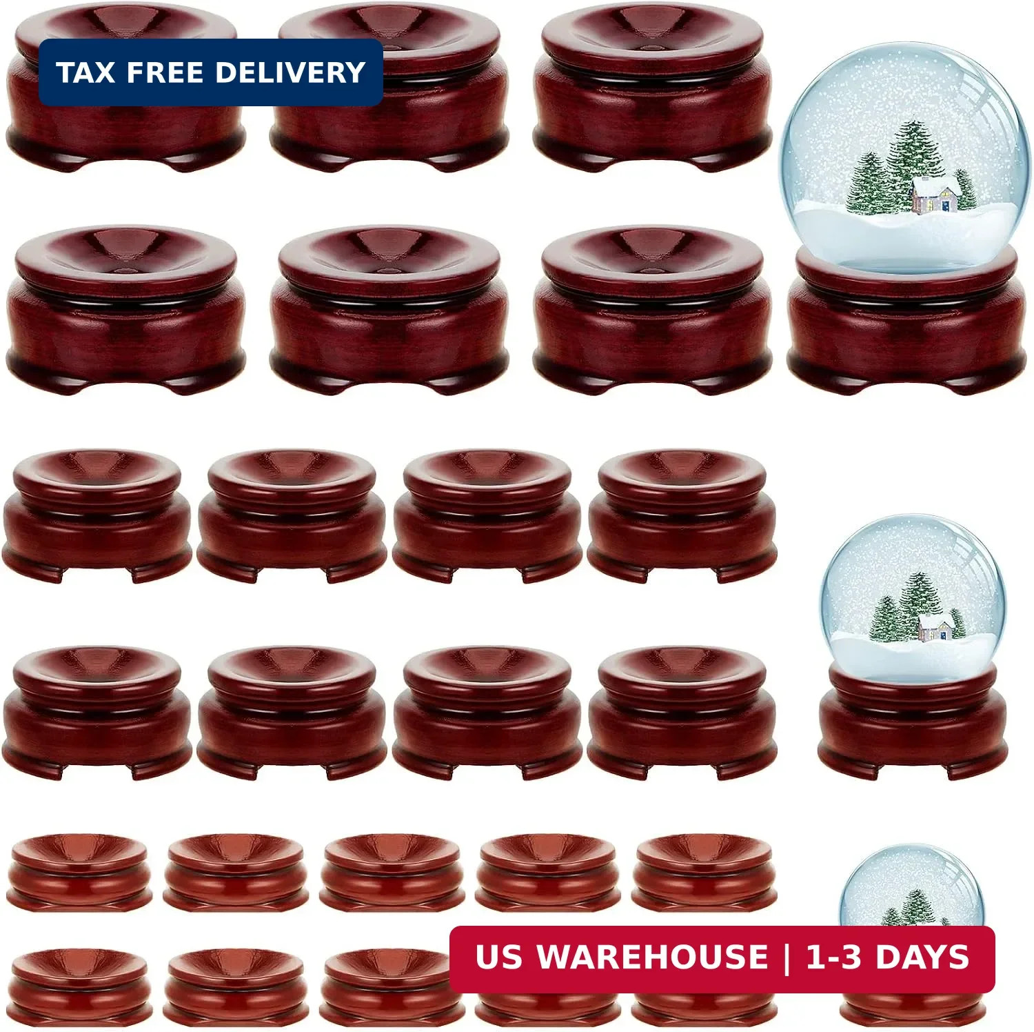 24 Pcs Sphere Stands for Display Crystal, Crystal Holder Wood Egg Ball Stand Sto