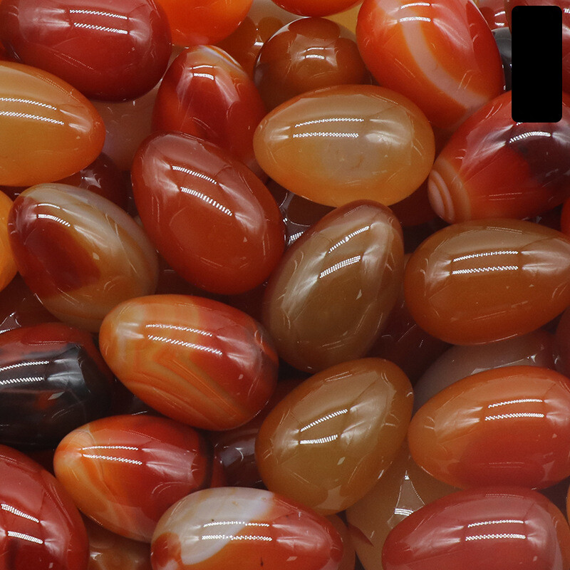 100pcs Natural Red Agate Stone Egg Crystal Carved Healing Gem Reiki No Hole