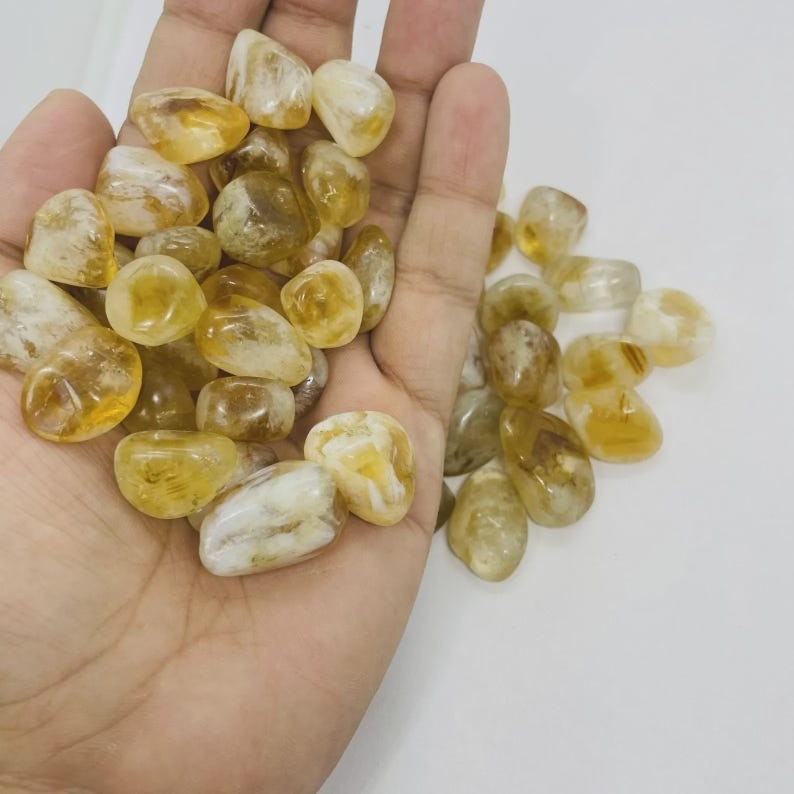 Citrine Tumbled 20 Pieces – 450–550 CT Stones – Natural Crystals for Energy