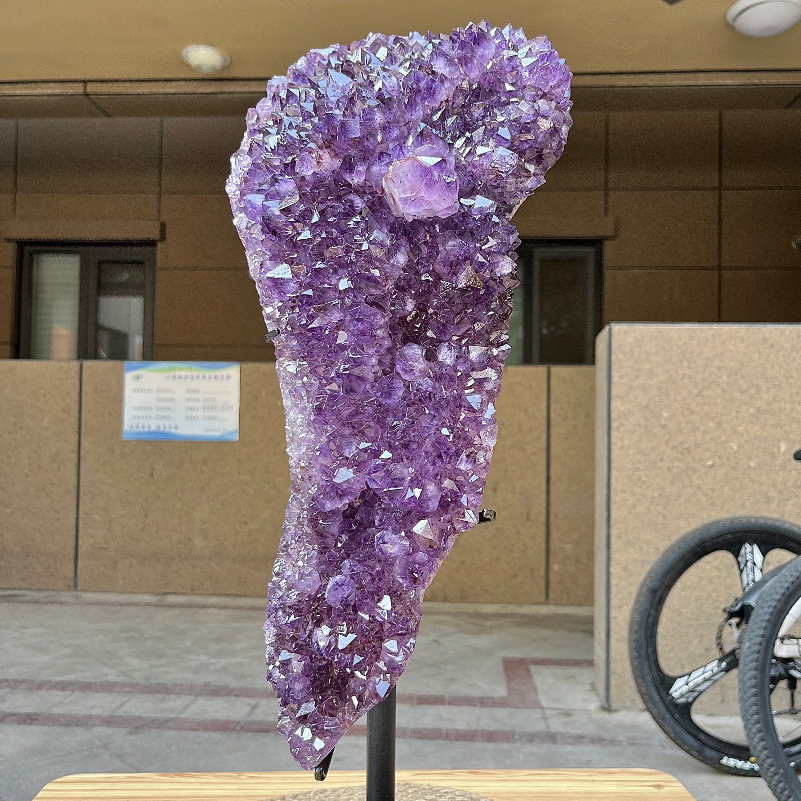29.8 lb Natural Amethyst Cluster w/ Metal Stand Crystal Mineral Specimen