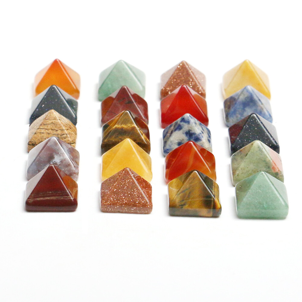 7PCS Mini Pyramid Gemstone Natural Stone Crystal Quartz Healing Point Chakra Set