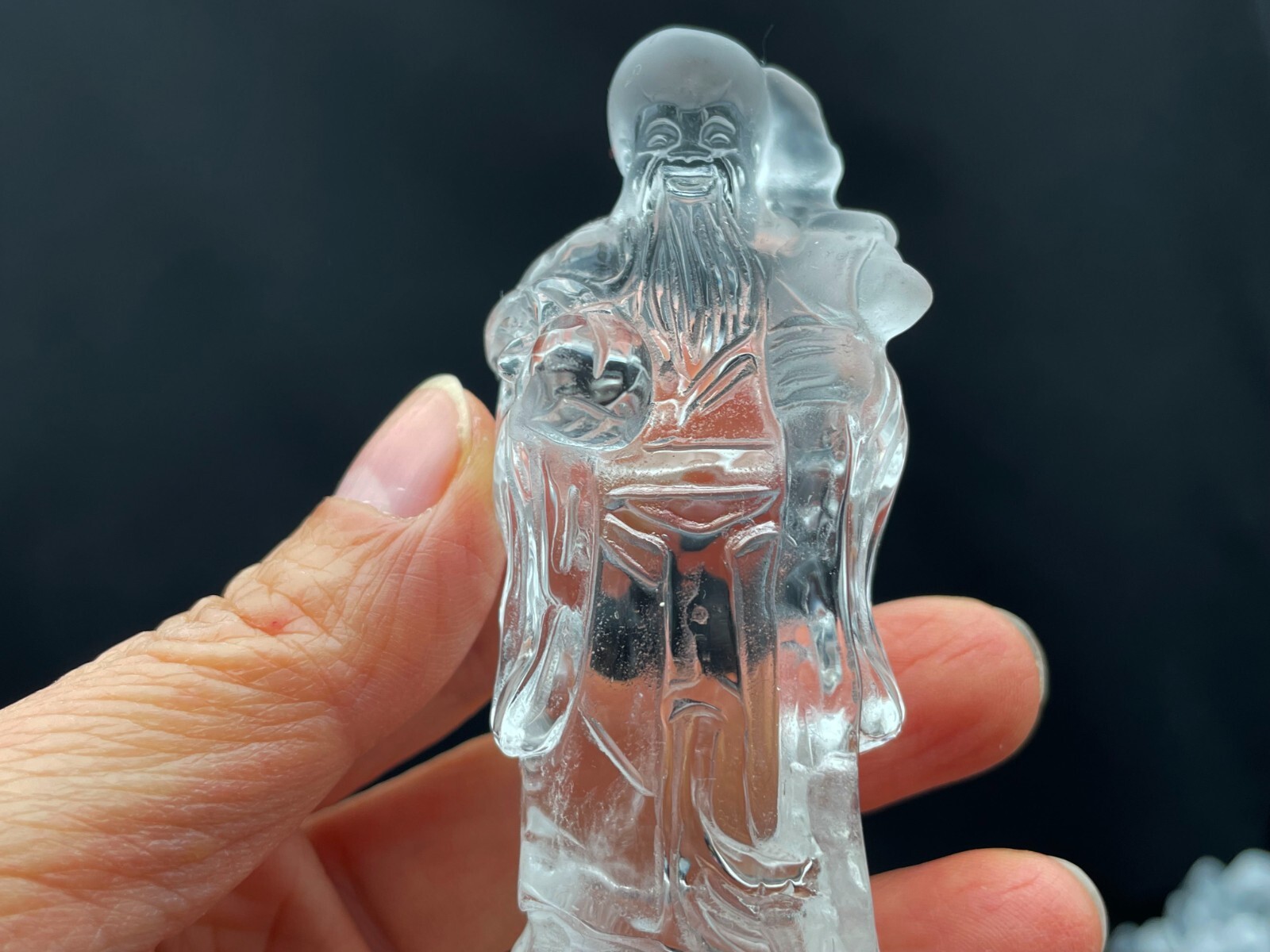 Quartz Crystal God of Longevity Crystal Carving Housewarming Gift E105524