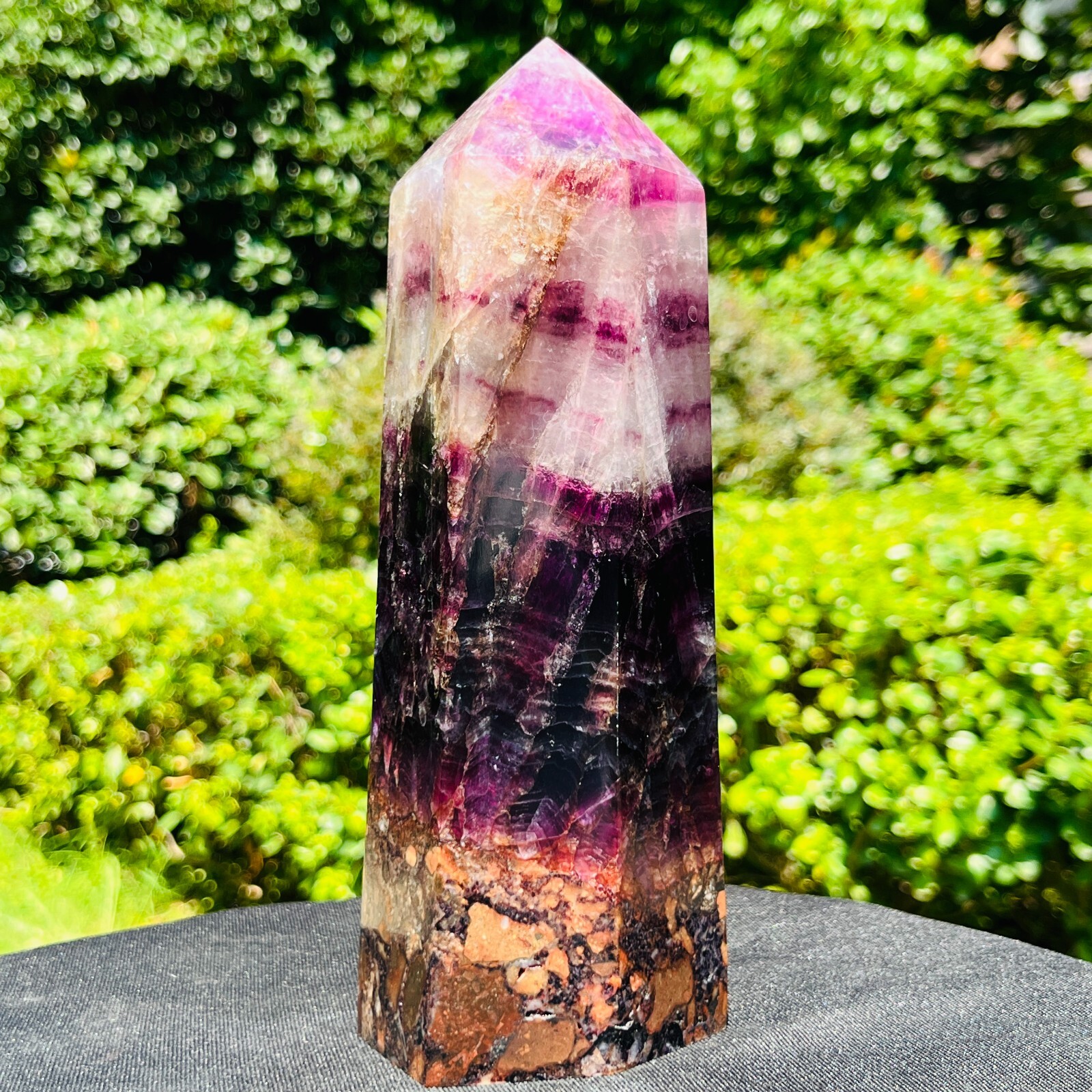 3.6LB Natural Fluorite crystal Hexagonal point Column Healing Reiki Stone 275