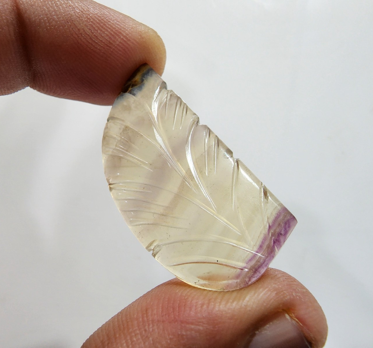 Exquisitely Top Designing Carving Rainbow Fluorite Fancy 43 Crt Loose Gemstone