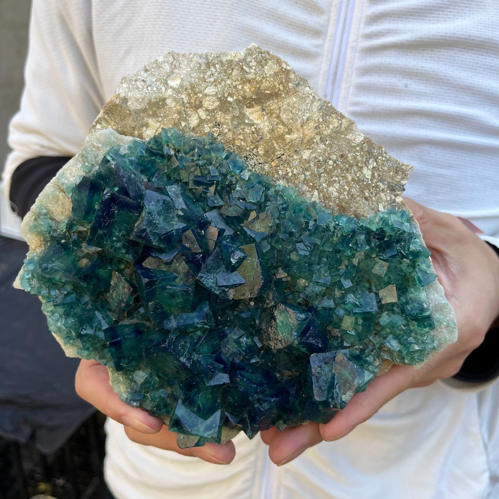 3.9lb Natural cubic green fluorite crystal cluster rough mineral specimen
