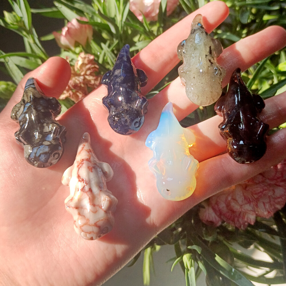 1.5″ Hand Carved Giant Salamander Skull Quartz Crystal Skull Healing Reiki Gifts