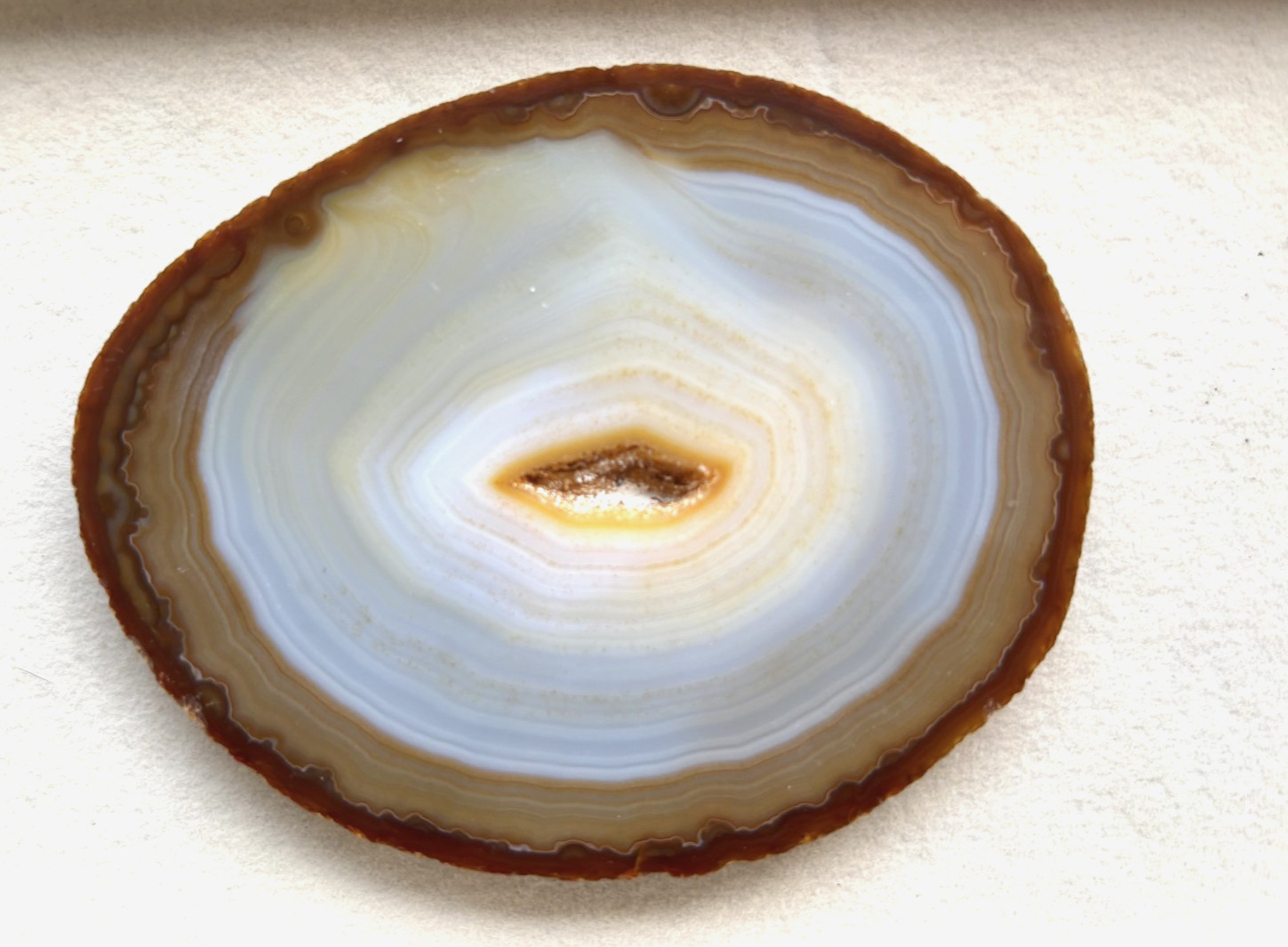 Natural Amber Agate Slice with Crystal Geode Druzy 3.5″ Polished Coaster