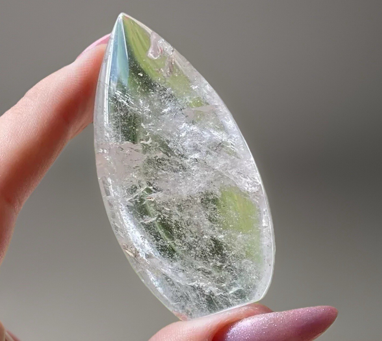 Natural Clear Quartz Tear Drop Flame Crystal Polished White Gems Rocks Minerals