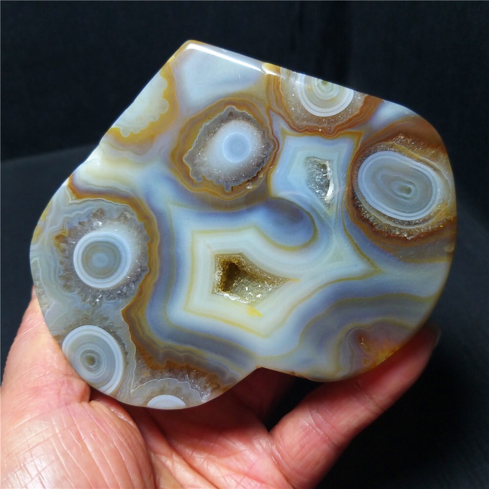 RARE 345.6G China Natural Inner Mongolia Gobi Eye Agate Geode Collection Ba850