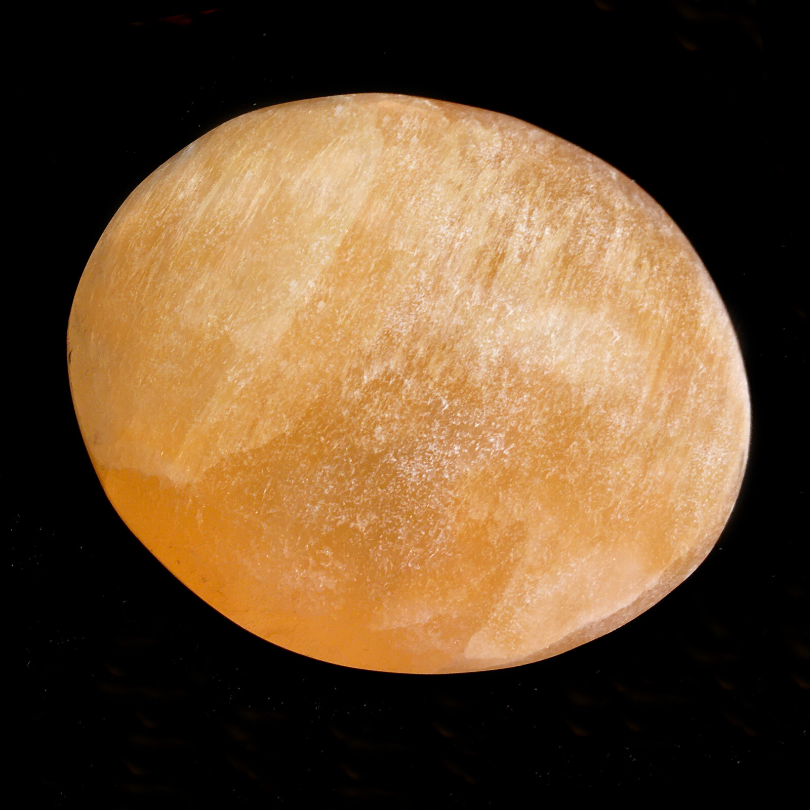 XL Selenite Palm Stone Orange Rock Crystal Healing Reiki Polished Worry Stone