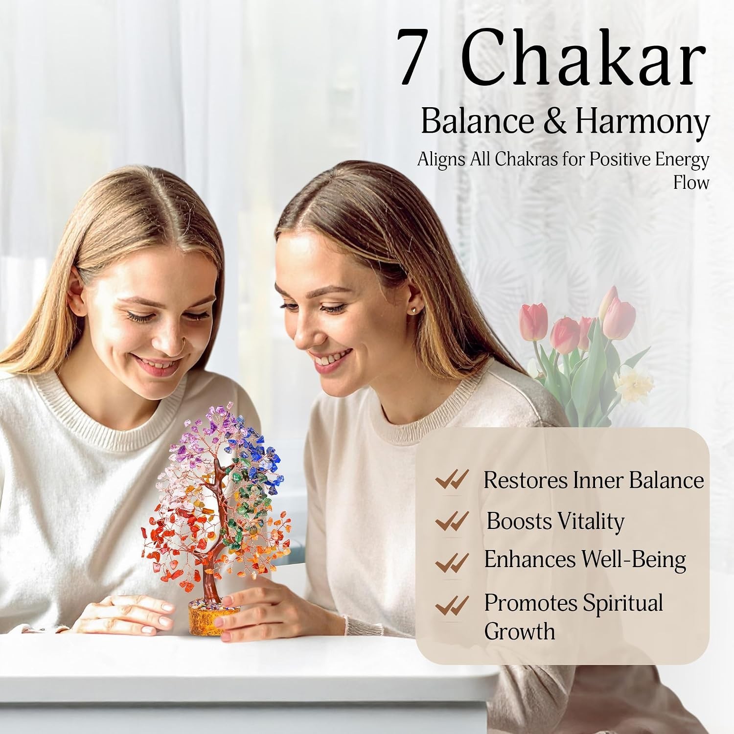Handmade Seven Chakra Crystal Tree – Elegant Feng Shui Decor & Healing Gift 10in