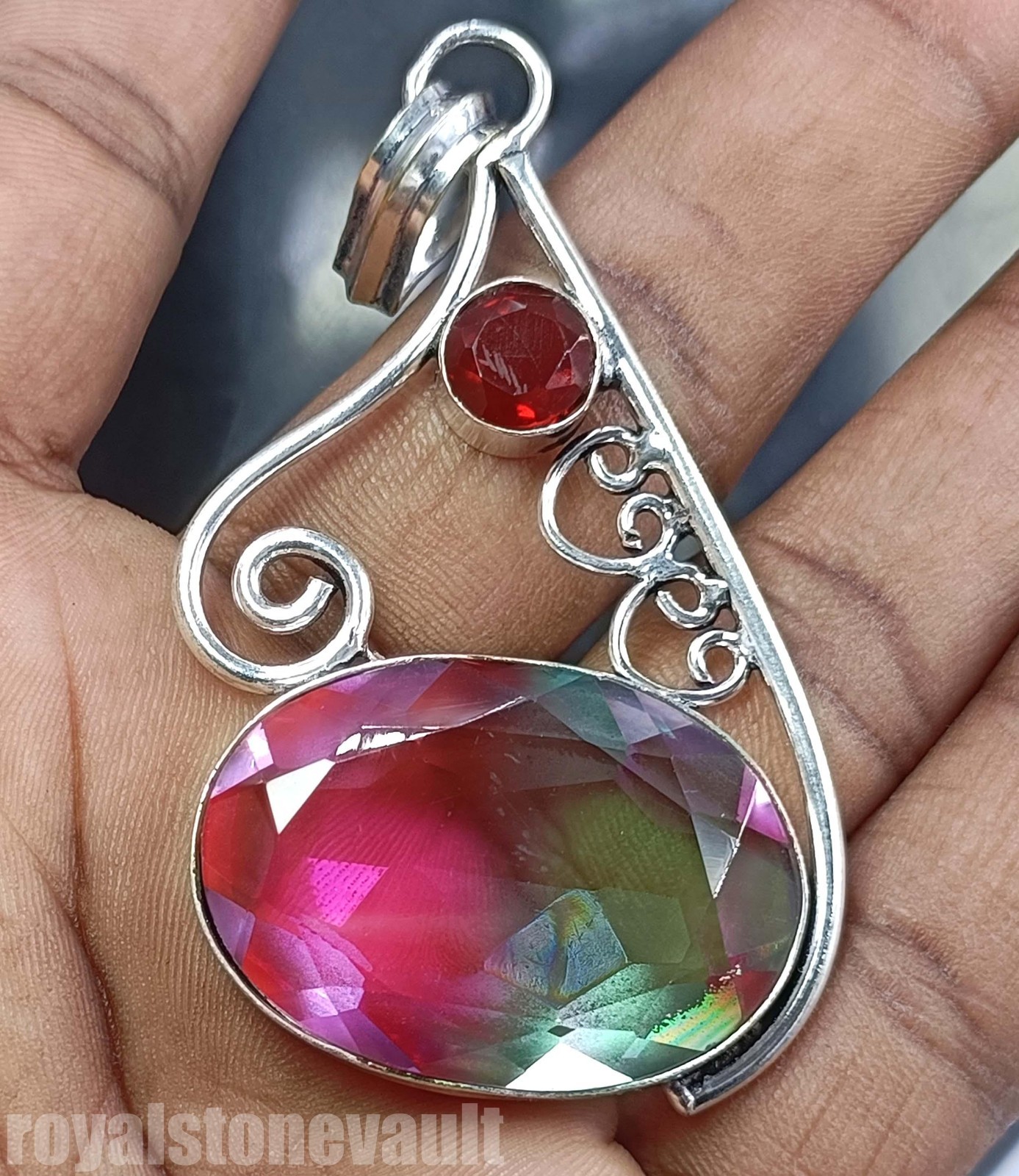 Natural Ametrine 81.90 Ct Oval Cut Pendant 32x9mm IGL Certified 925 Silver 5ADW