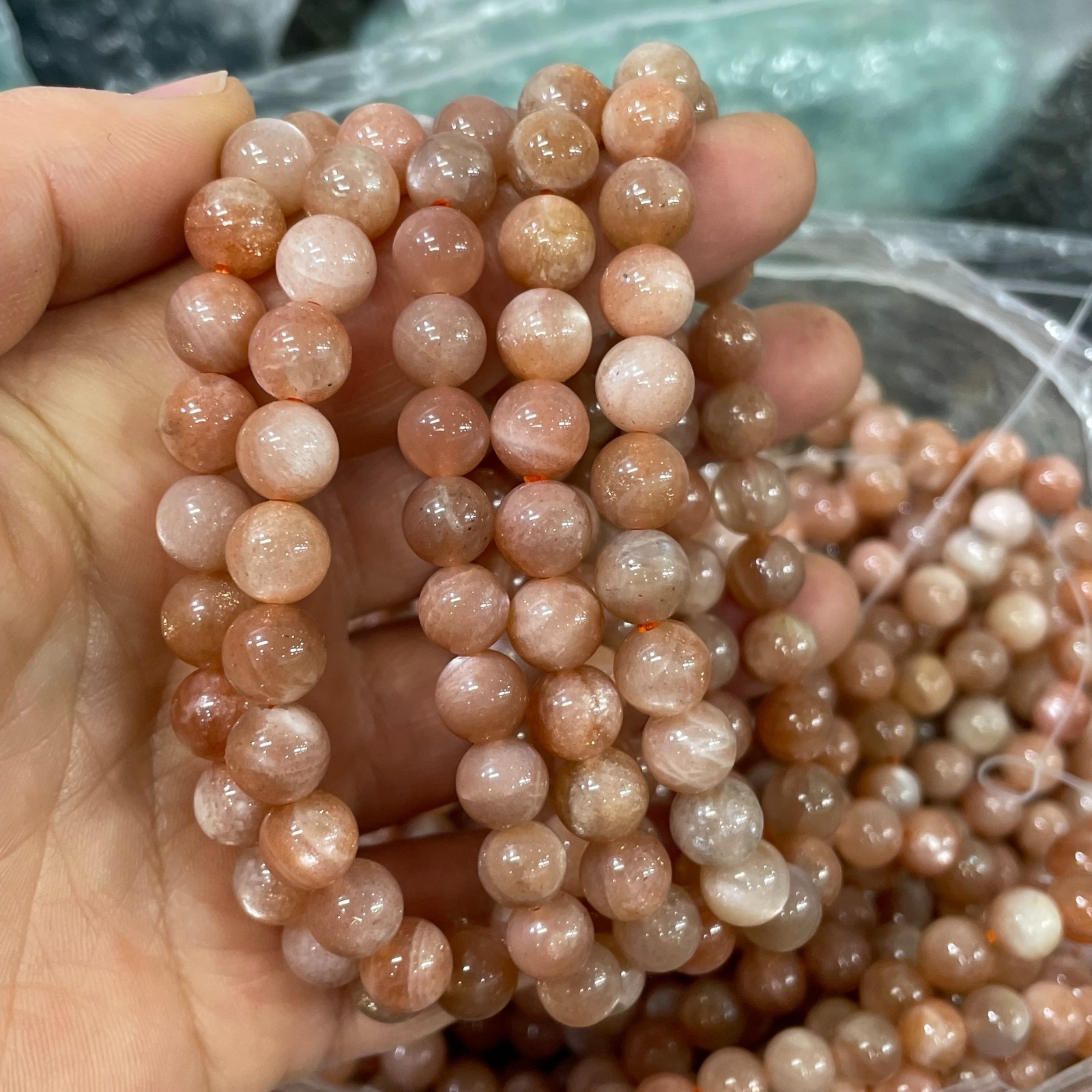 8mm 10pcs Natural Black Sunstone Strong Light Crystal Beads Bracelet