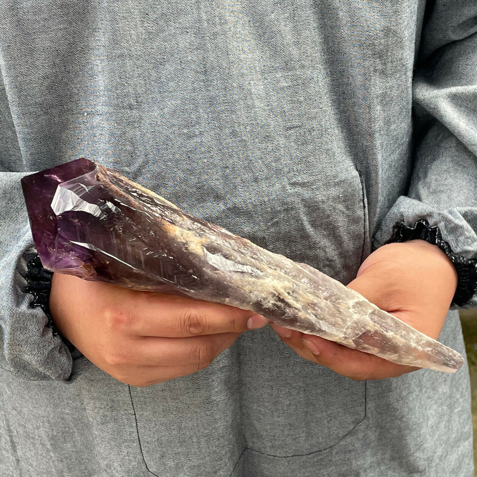 1.4LB-1.7LB Natural Amethyst Quartz Cluster Crystal Wand Point SpecimenHealing
