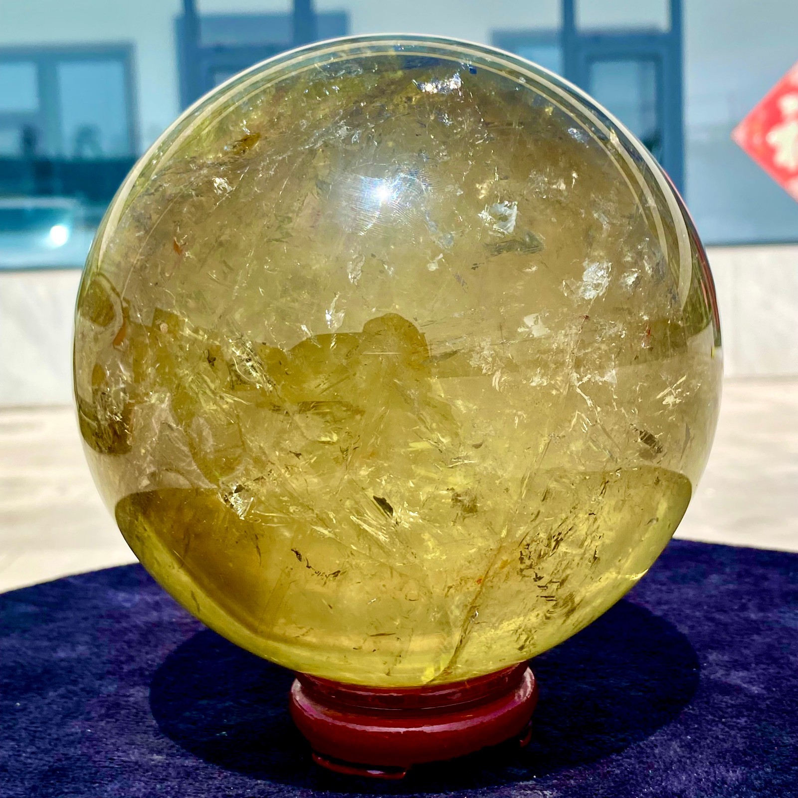 12.23LB Natural Clear Yellow Citrine Sphere Crystal Ball Healing Stone
