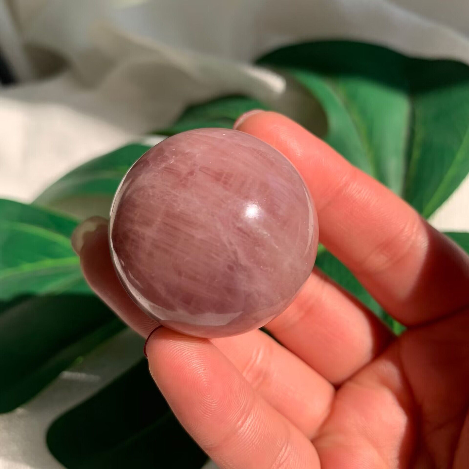 36mm 70g Lavender Rose Quartz Sphere Ball Crystal Love Energy Natural Healing