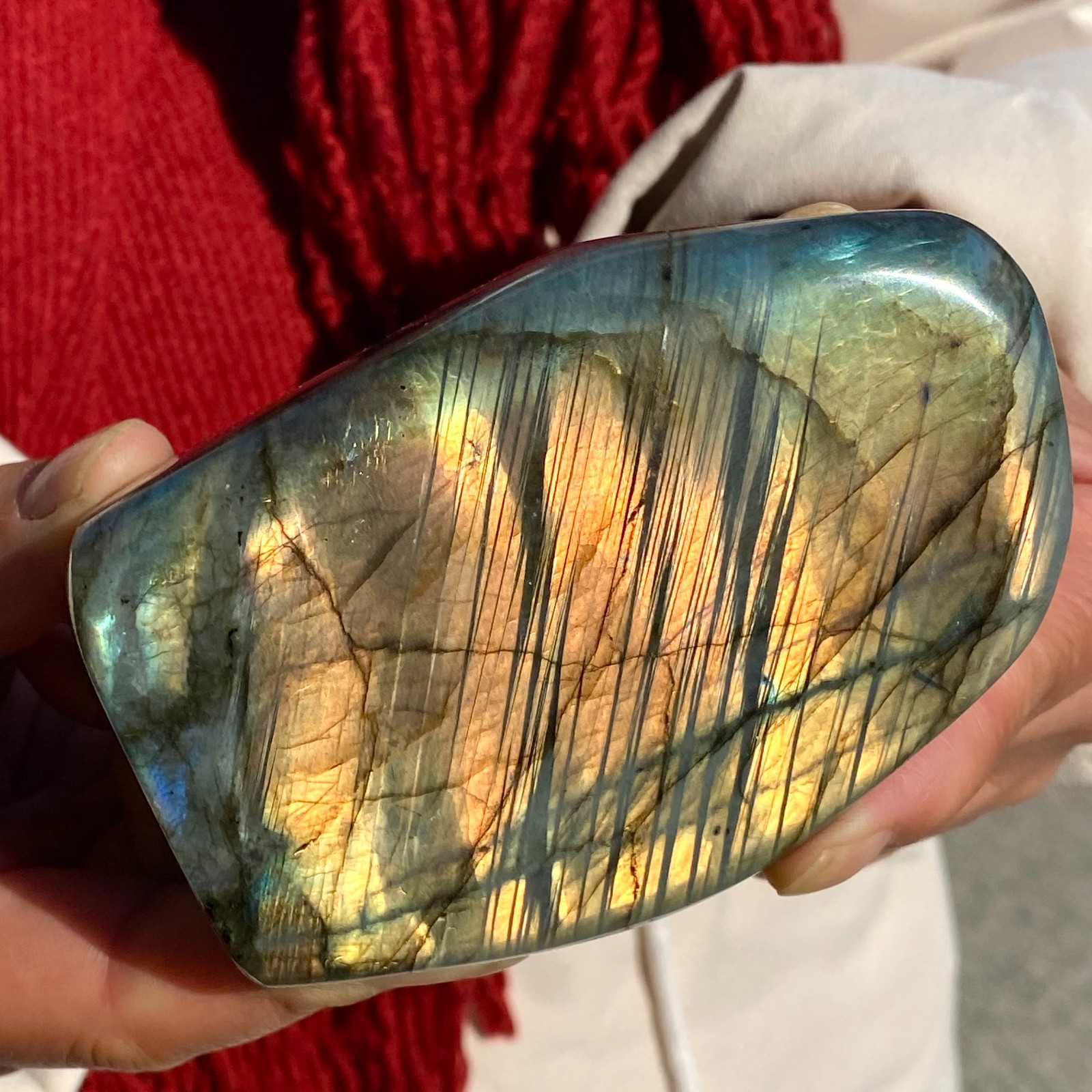 0.88LB Top Labradorite Crystal Stone Natural Rough Mineral Specimen Healing