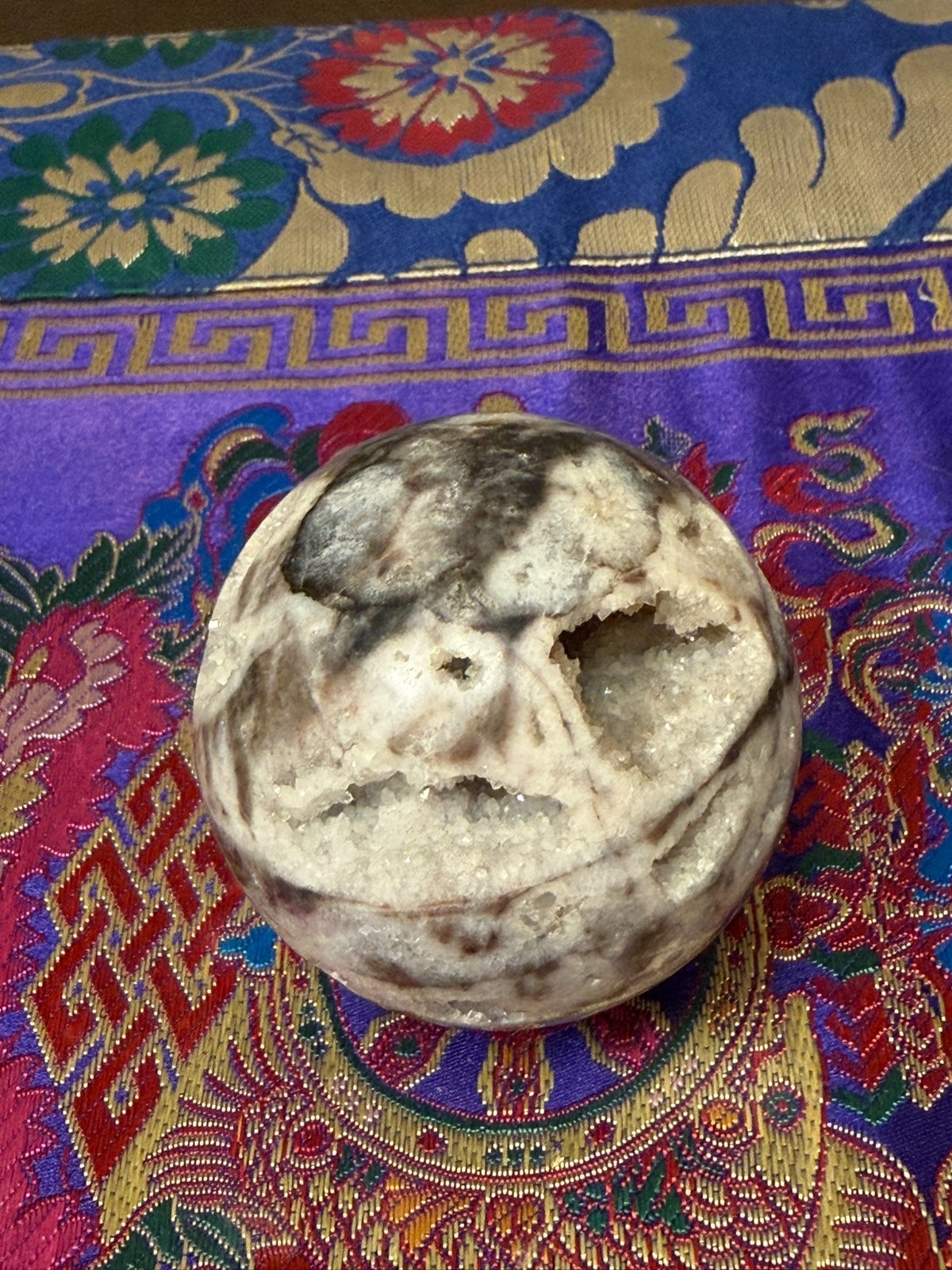 Natural Sphalerite Sphere Open Druzy Pocket Crystal Ball Sparkly Geode 8.4oz