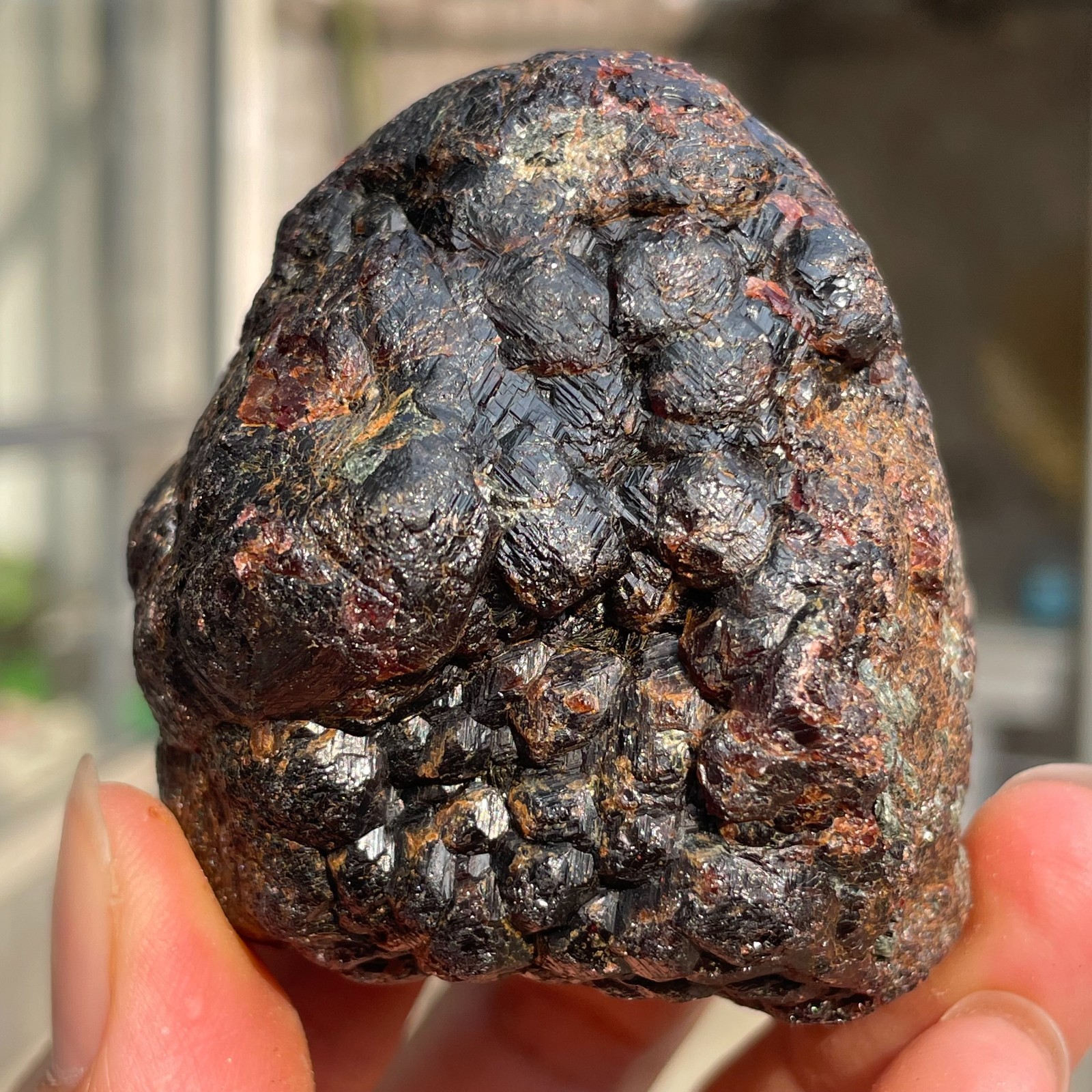 343g Natural Dark Red Almandine Garnet Grape-like Botryoidal Crystal Specimen