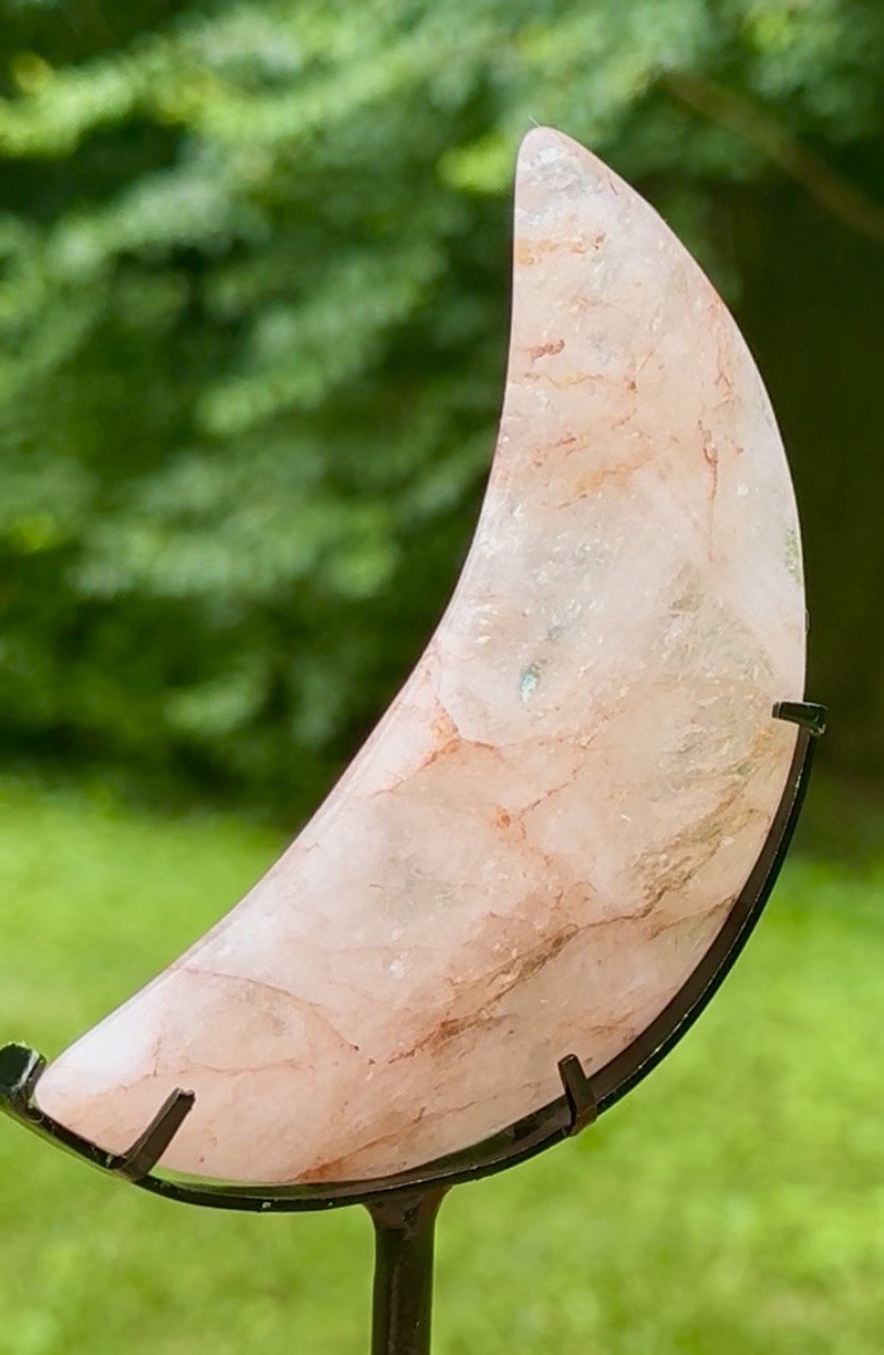 Large Pink Amethyst Moon & Stand (high Quality) Brazil