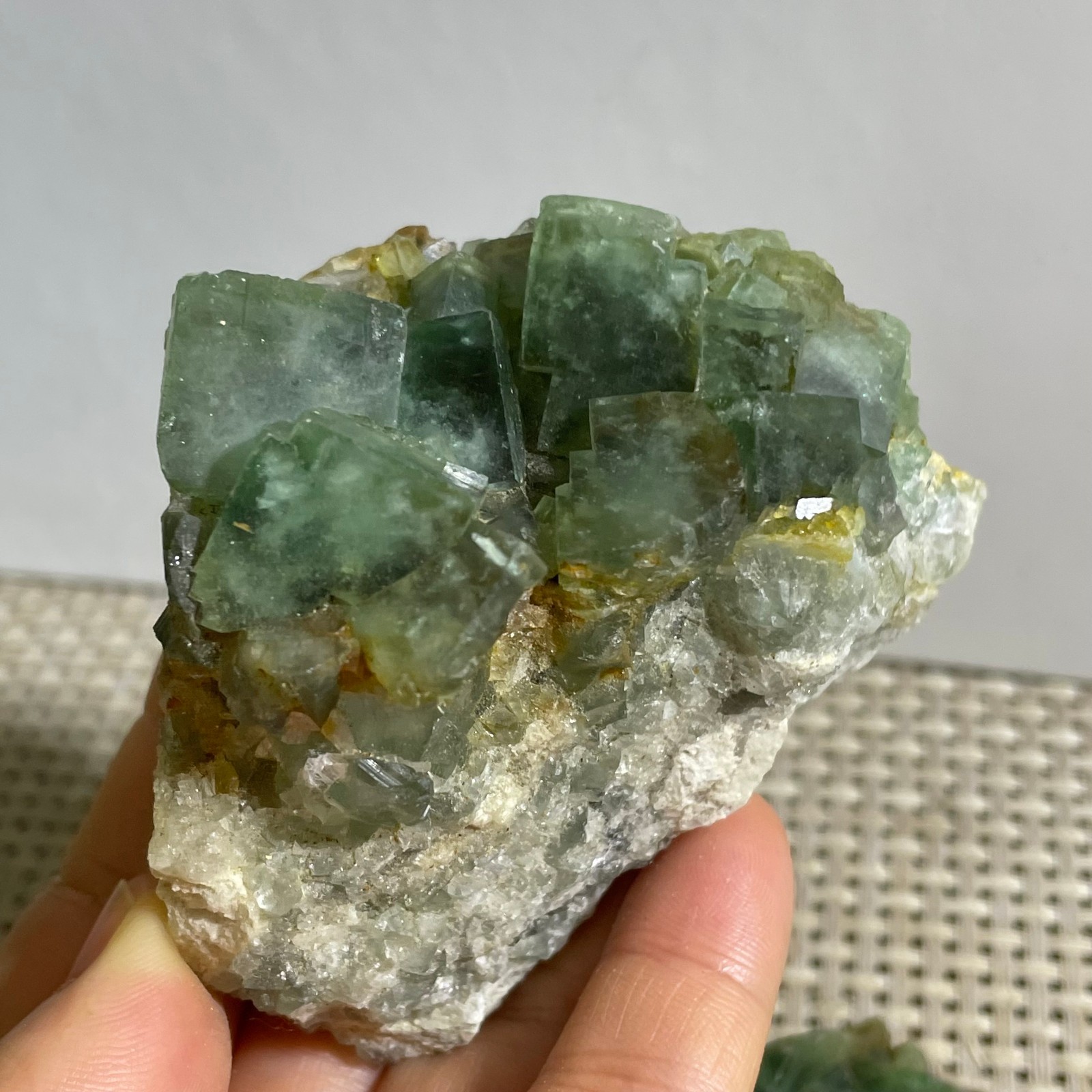 206g NATURAL Green FLUORITE Quartz Crystal Cluster Mineral Specimen