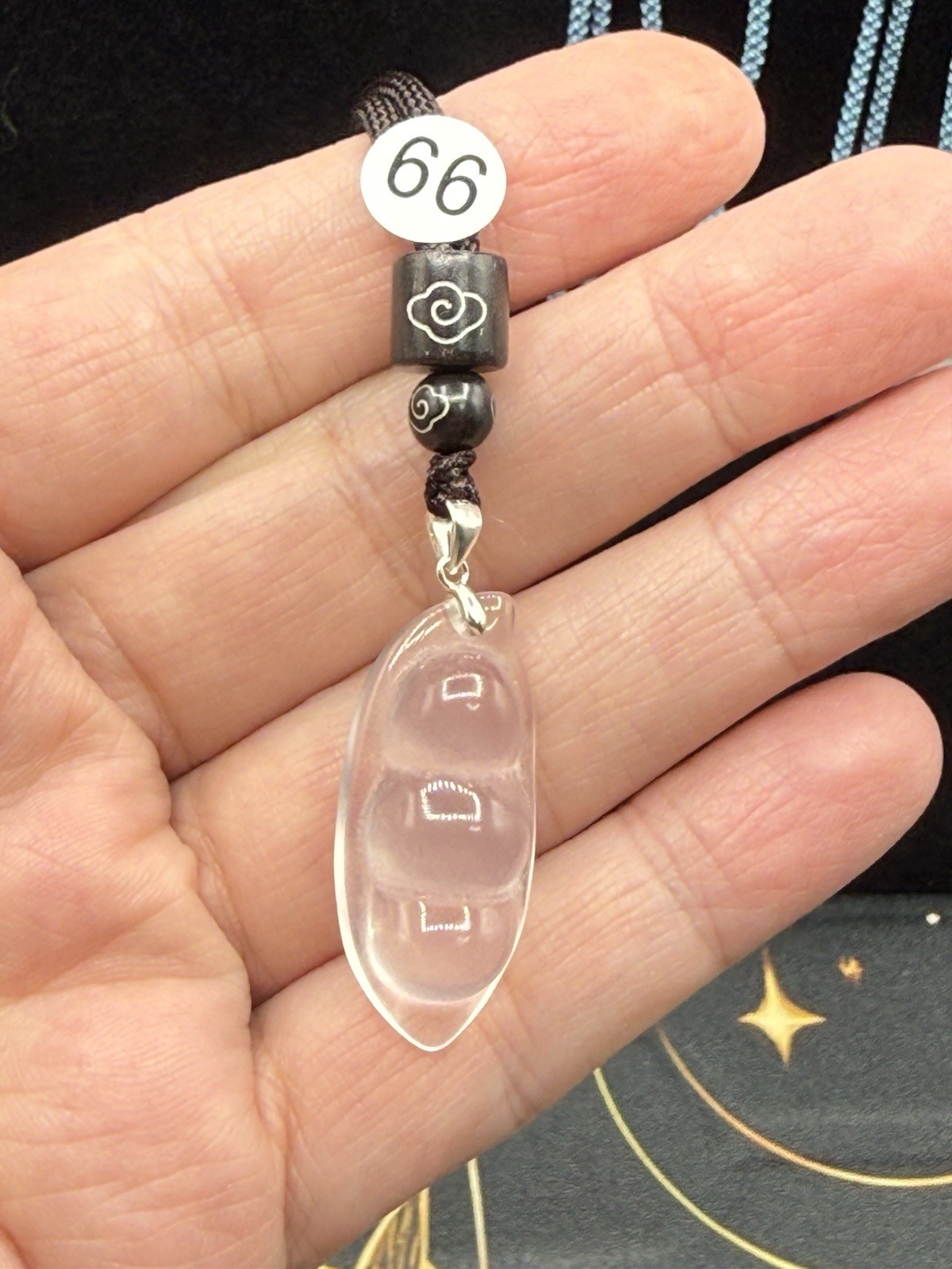 Natural AAA Mozambique Rose Quartz Peapod 925 clamp see details
