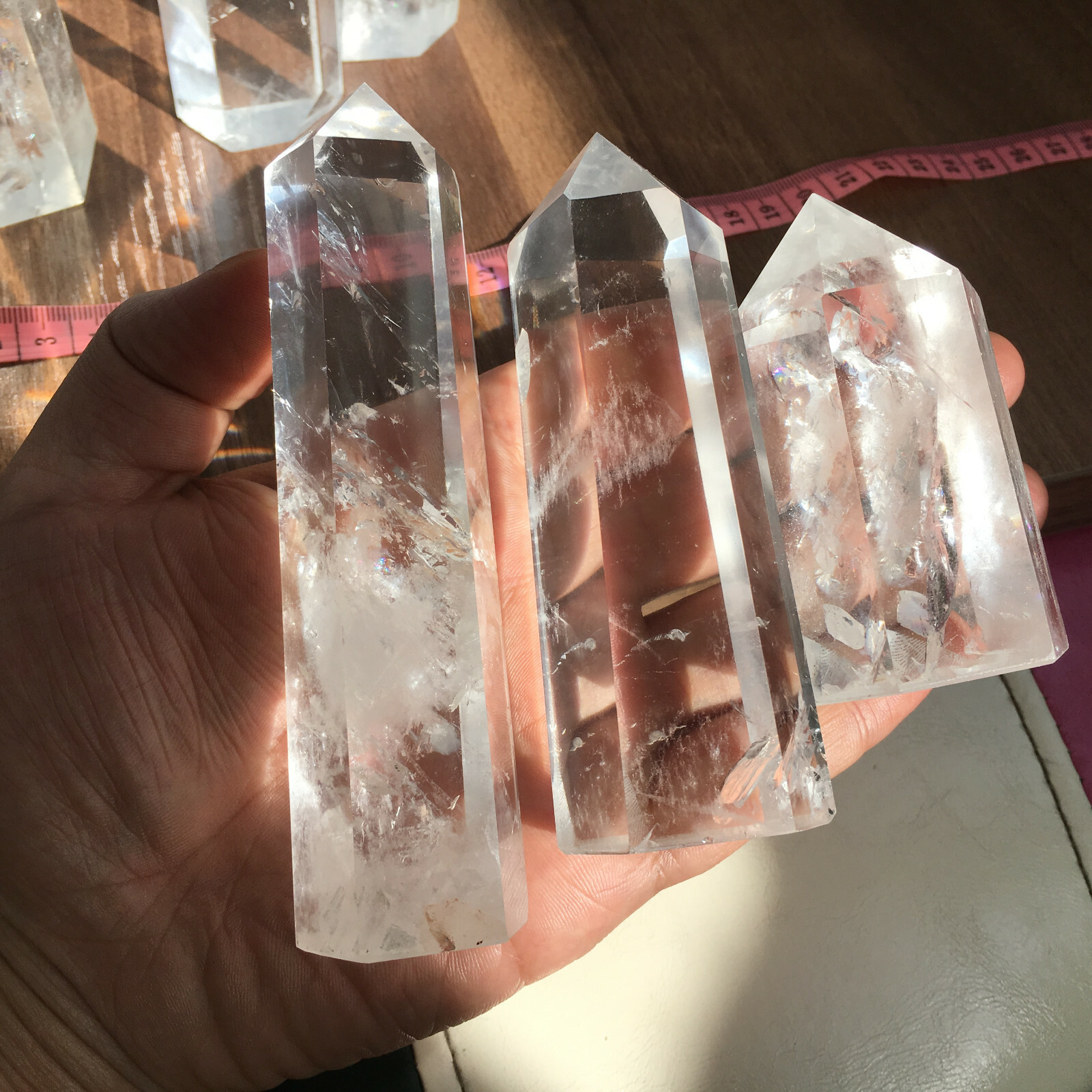 6PCS Natural clear quartz obelisk crystal wand point healing random 45-85mm
