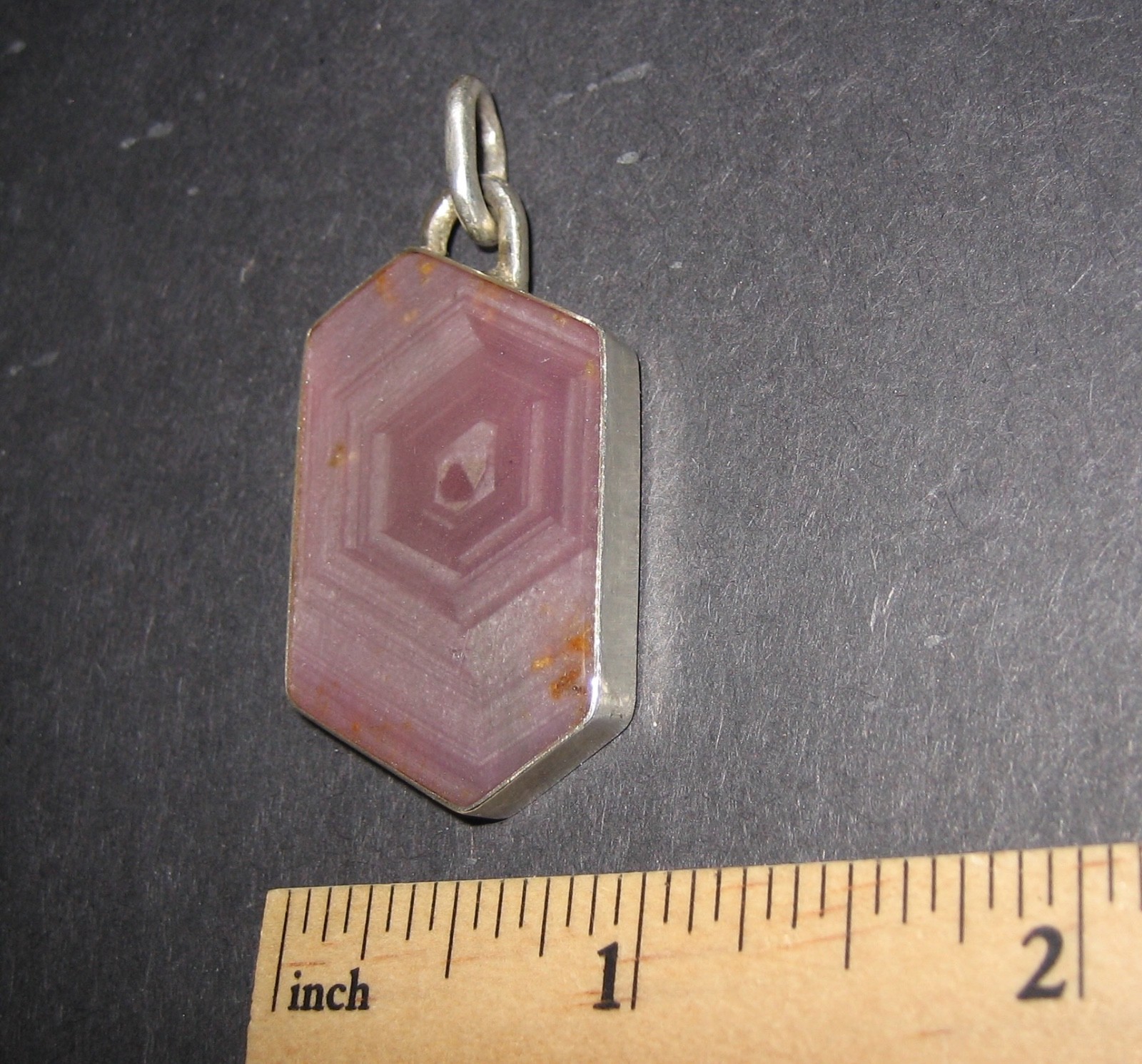 36mm x 22mm RUBY CRYSTAL STONE MINERAL SILVER PENDANT TANZANIA W/ RESIN COATING