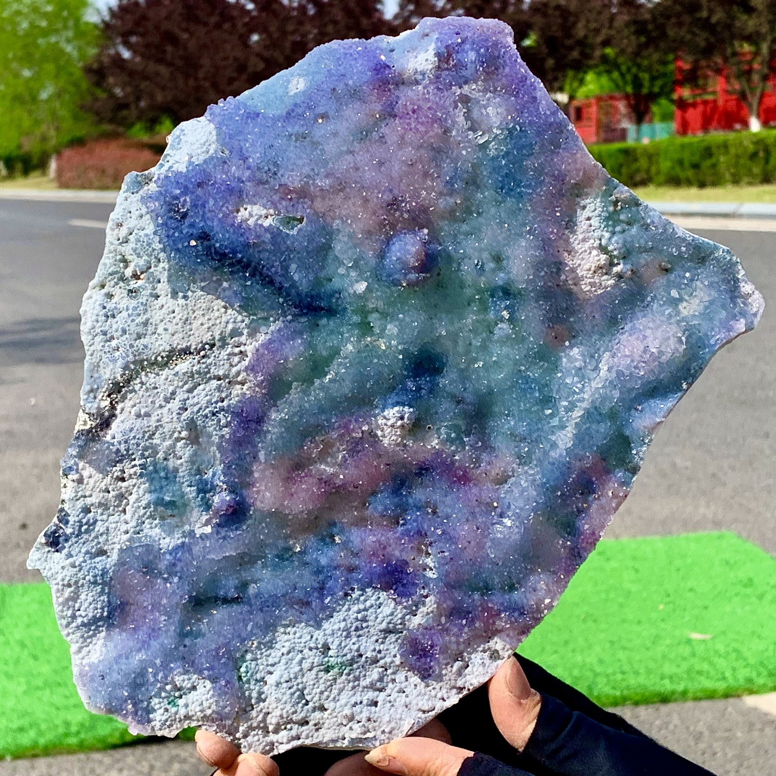 400G Natural Vision Amethyst quartz cluster crystal druzy mineral specimen