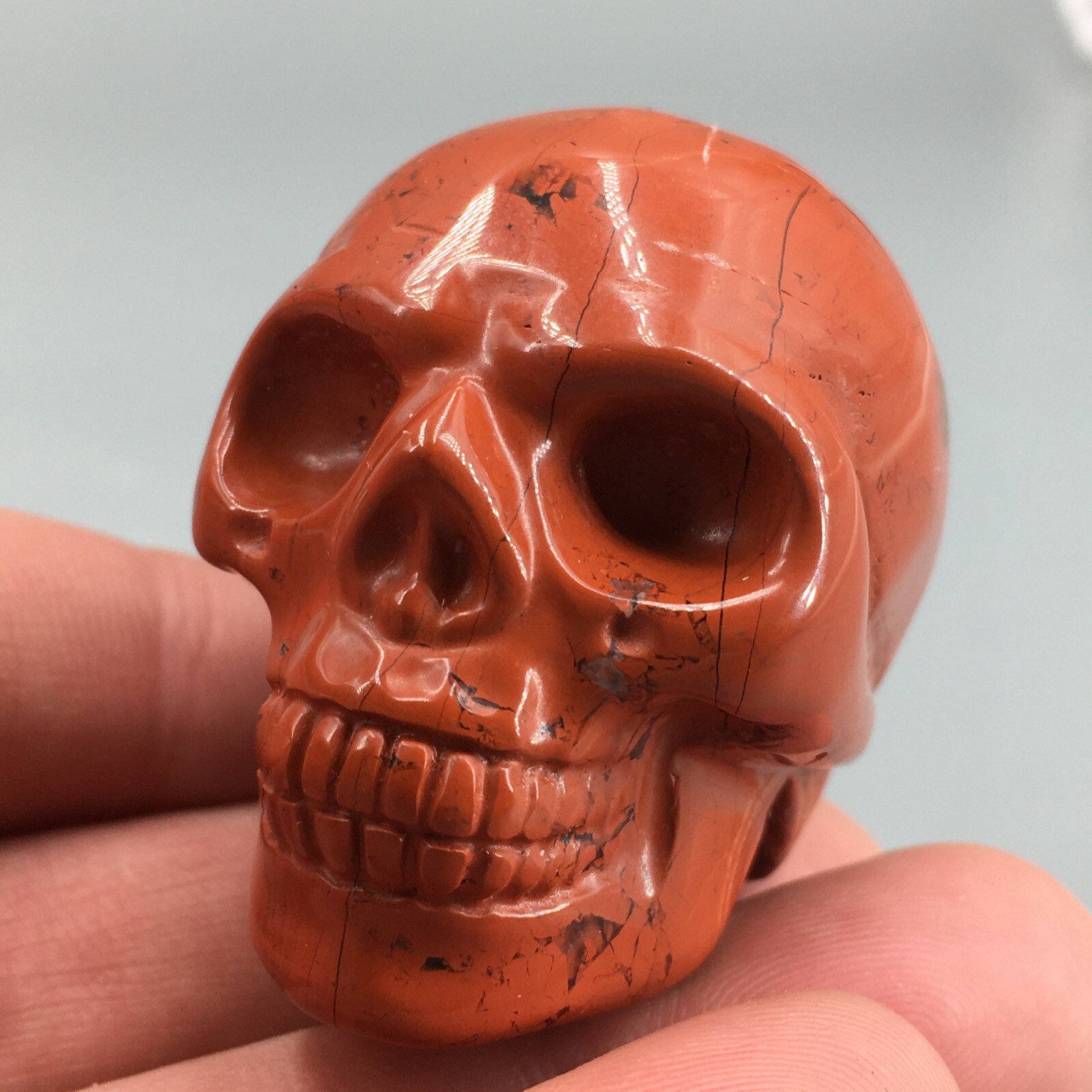 2″ Natural Red jasper Quartz skull Crystal hand Carved Reiki Healing 1pc