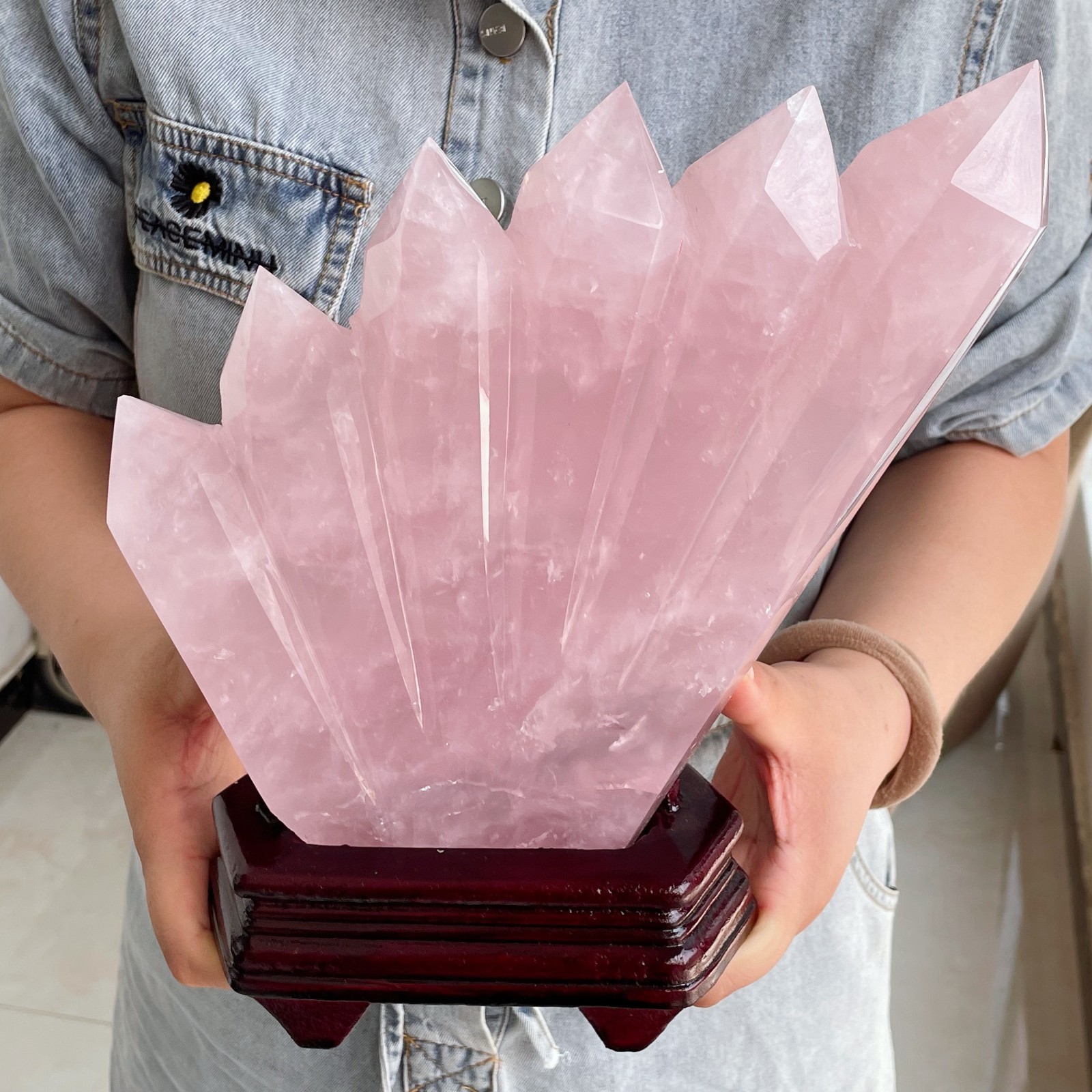 ALL 5.7LB Natural Pink Rose Quartz Obelisk Crystal Double Point Healing C2892