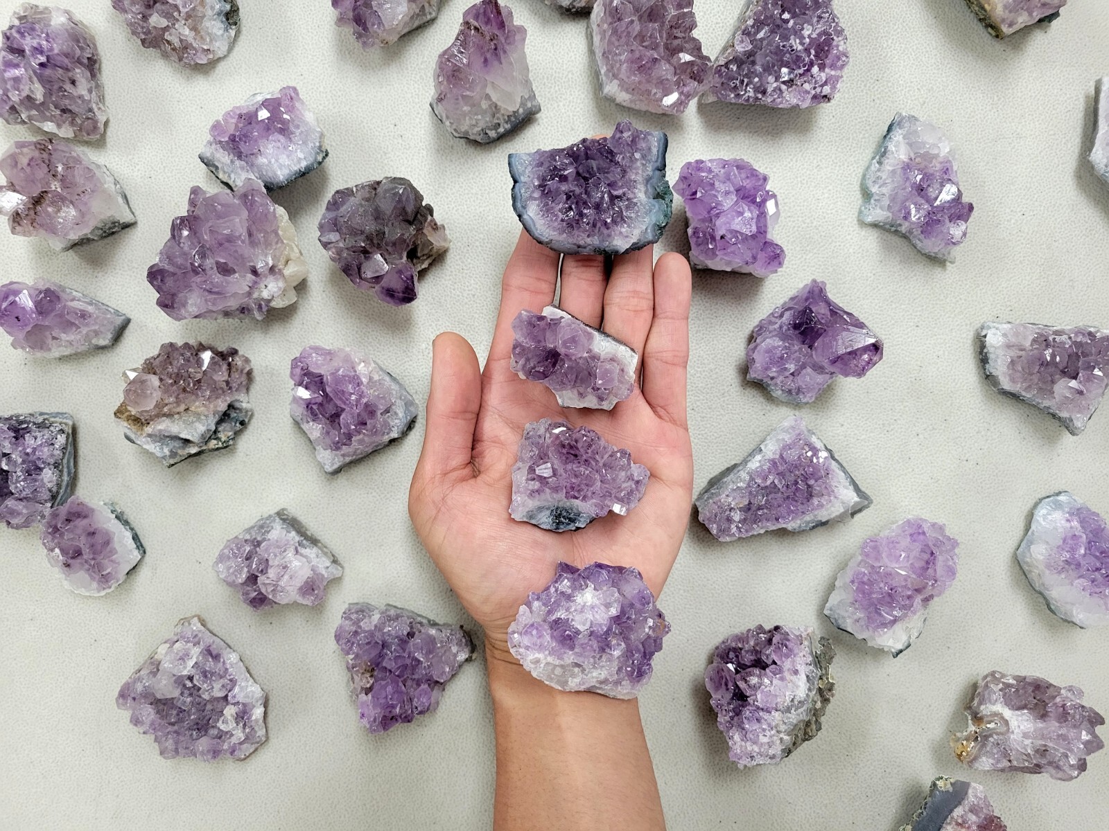 Mini Amethyst Clusters Druzy Geodes Bulk Wholesale Crystal Gems from Brazil