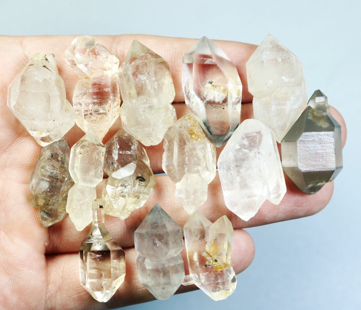 14pcs Natural Unique Skeletal Elestial Quartz Crystal Point Mineral Specimen