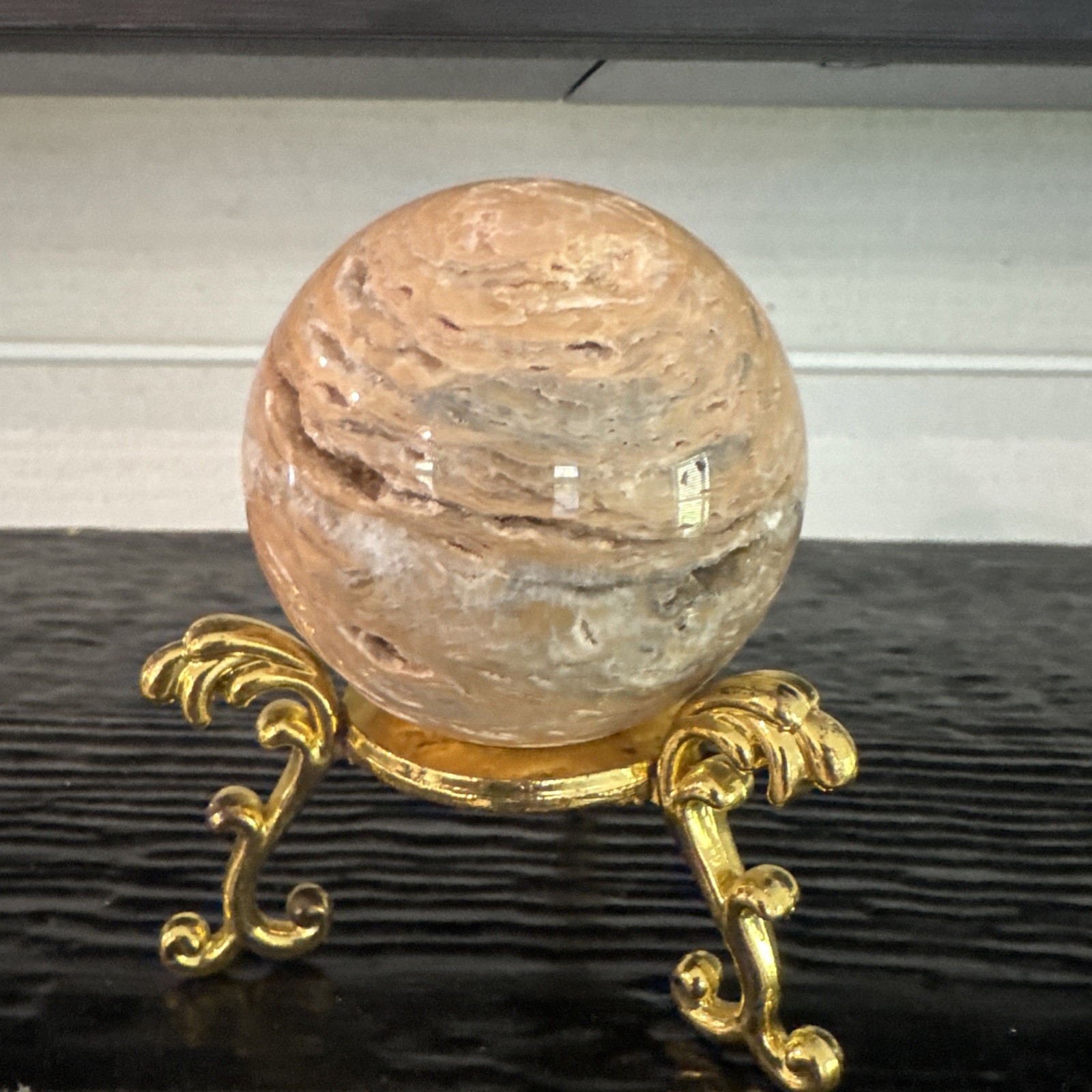 Druzy Peach Moonstone Crystal Sphere 224 Grams 56 mm