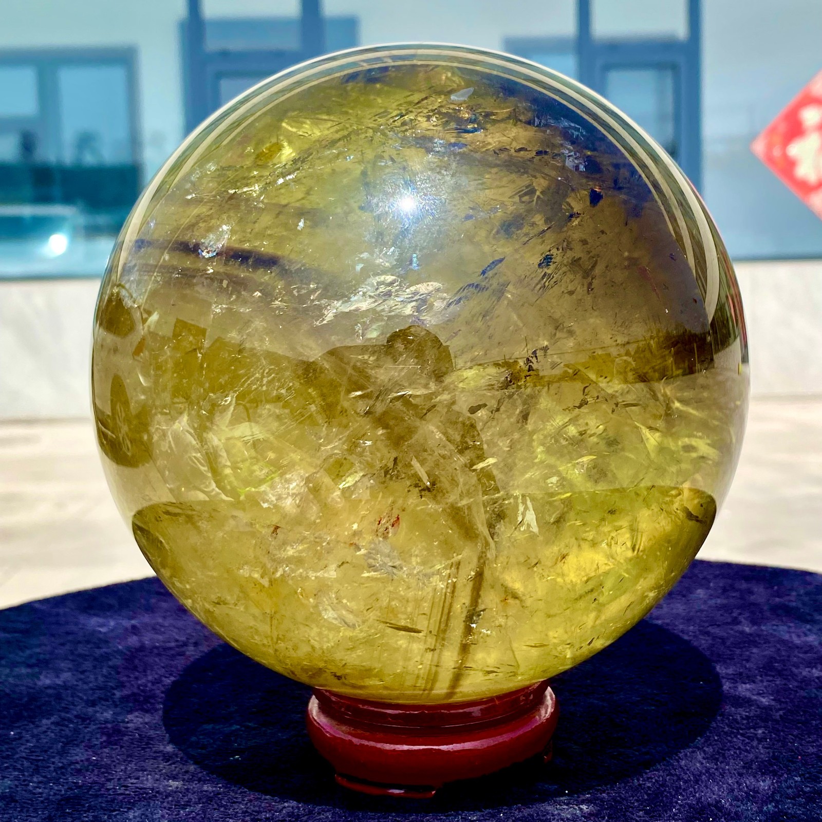 12.23LB Natural Clear Yellow Citrine Sphere Crystal Ball Healing Stone