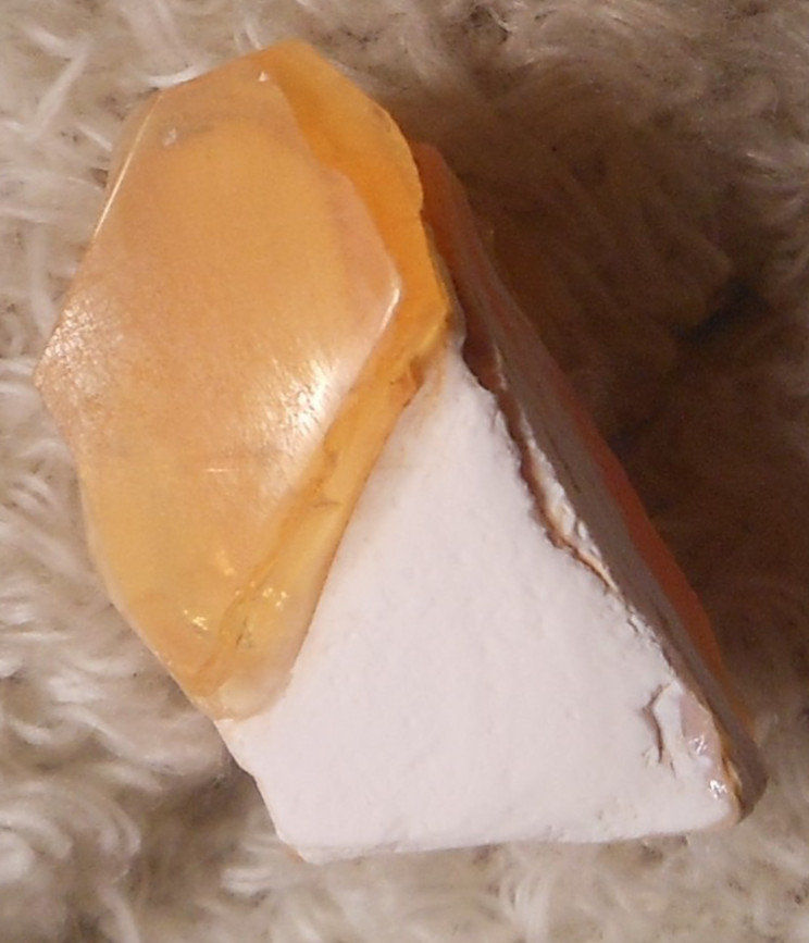 10ct Mexican Fire Opal Earth-Mined Specimen Facet Rough Orange on Host Rock