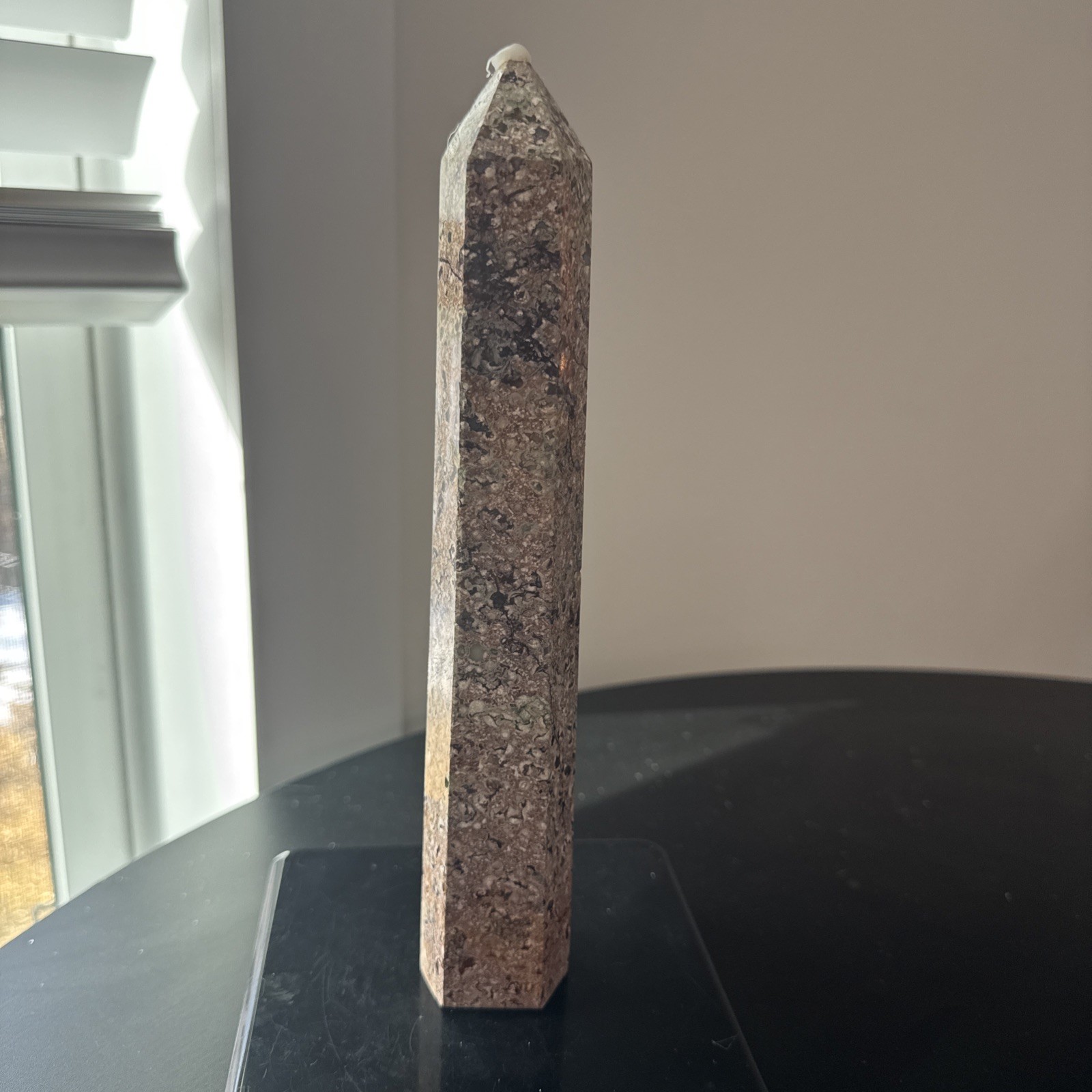 Leopard Skin Jasper Crystal Tower485 Grams 9.25”