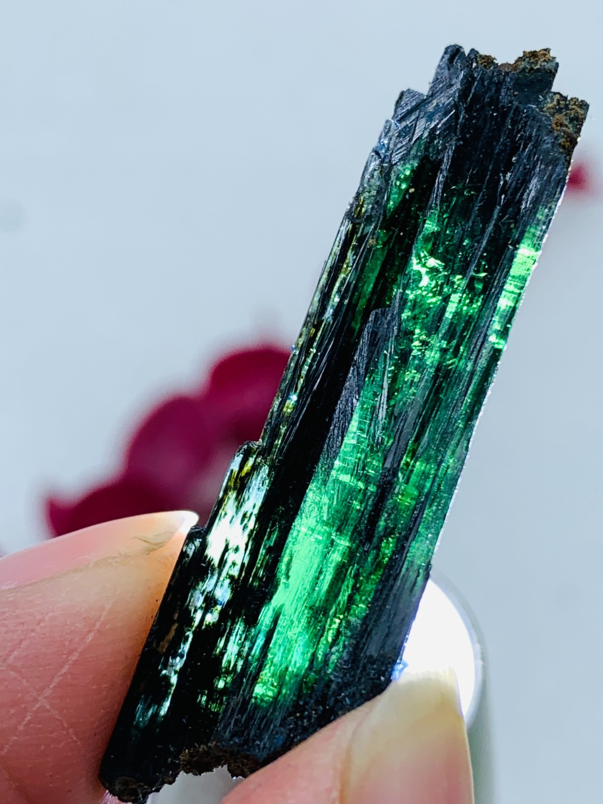 32CT Raw Natural Vivianite Deep Green Crystal Rare Healing Specimen From Brazil