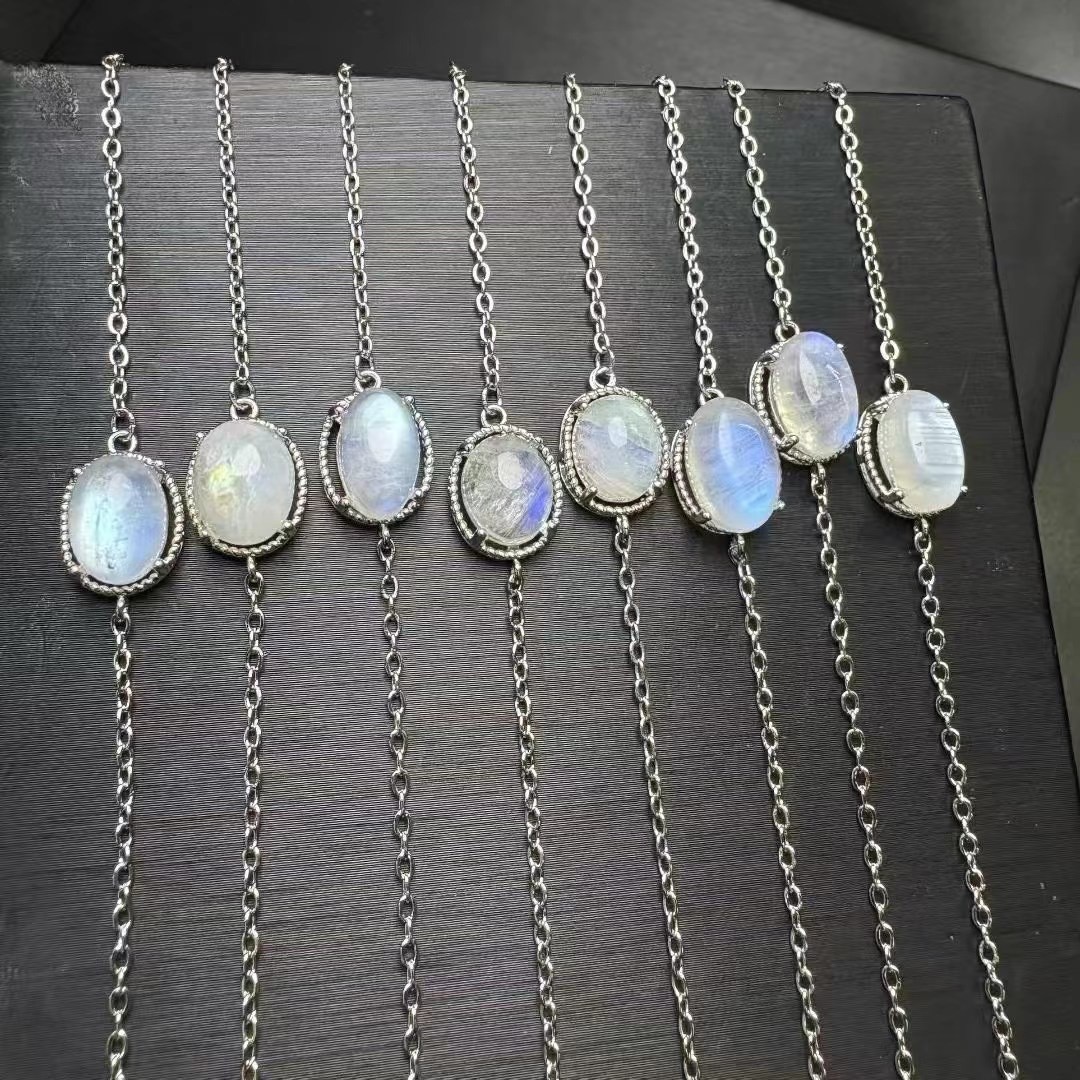 Natural Blue Moonlight Bracelet, copper bezel set