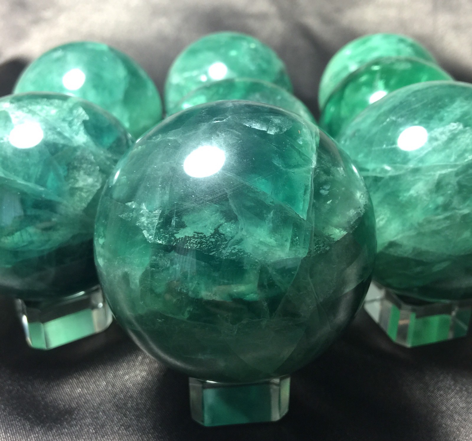 RAINBOW FLUORITE SPHERE! GLOWING Green Crystal Ball! 1(One) With GREAT COLOR!