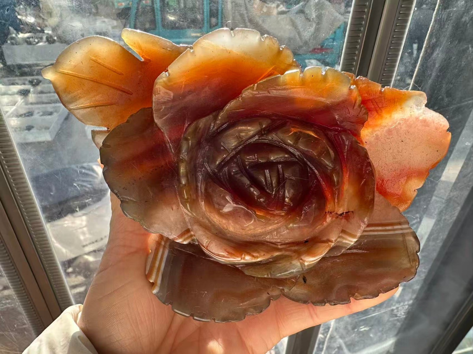 1pc Natural Agate Quartz Carved Flower Skull Crystal Reiki healing Decor Gift
