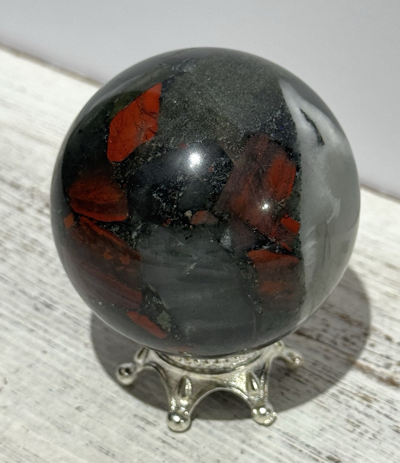 African Bloodstone Sphere 2.32” Natural Stone Carving