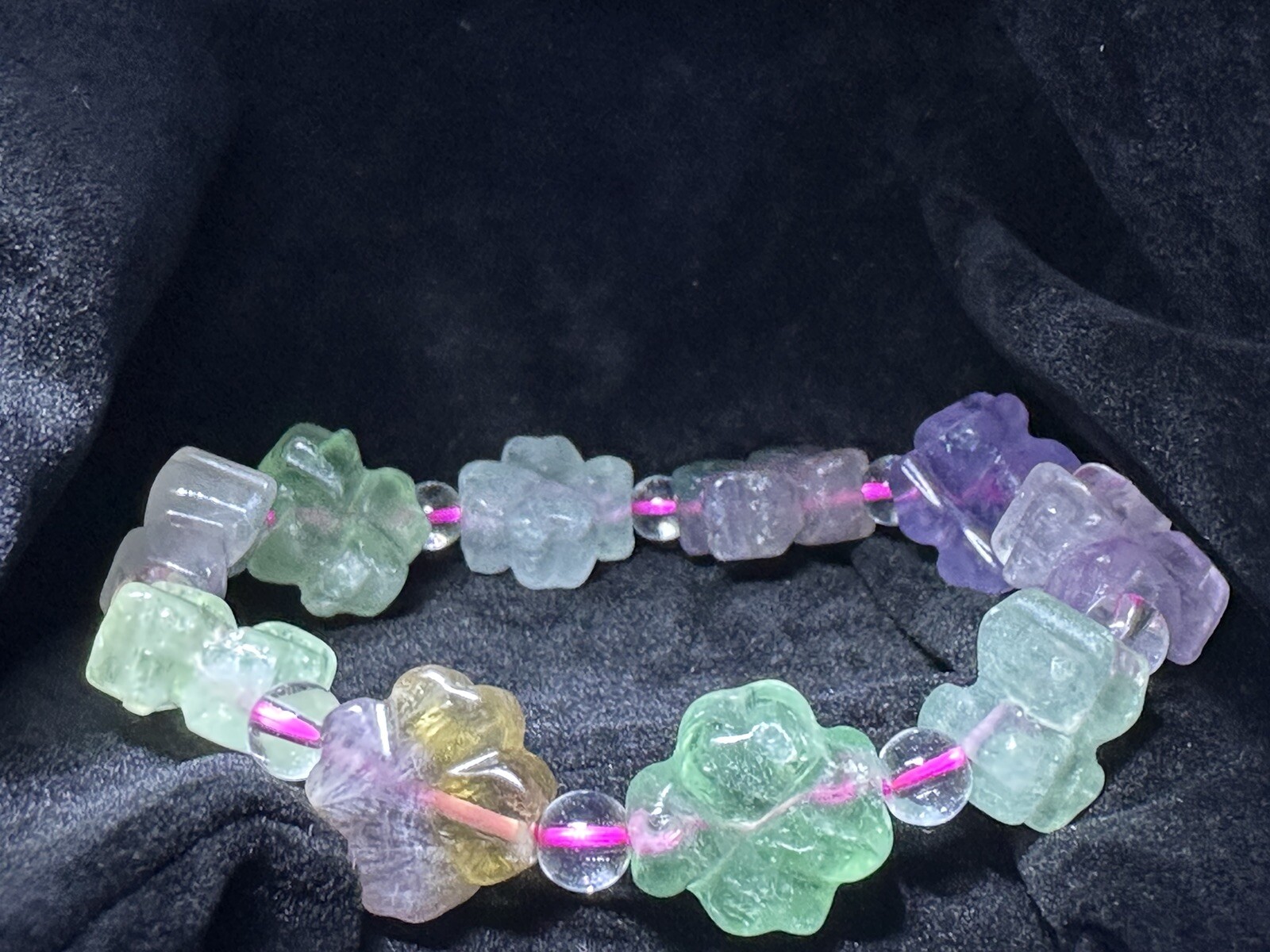 Fluorite Crystal Four Leaf Clover Bracelet